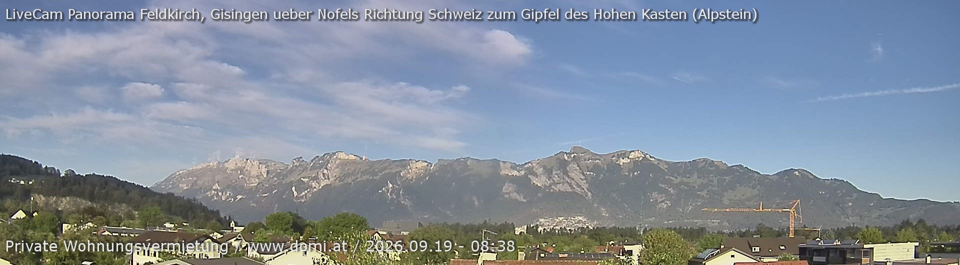 Archiv Foto Webcam Ausblick über Gisingen auf Hohen Kasten