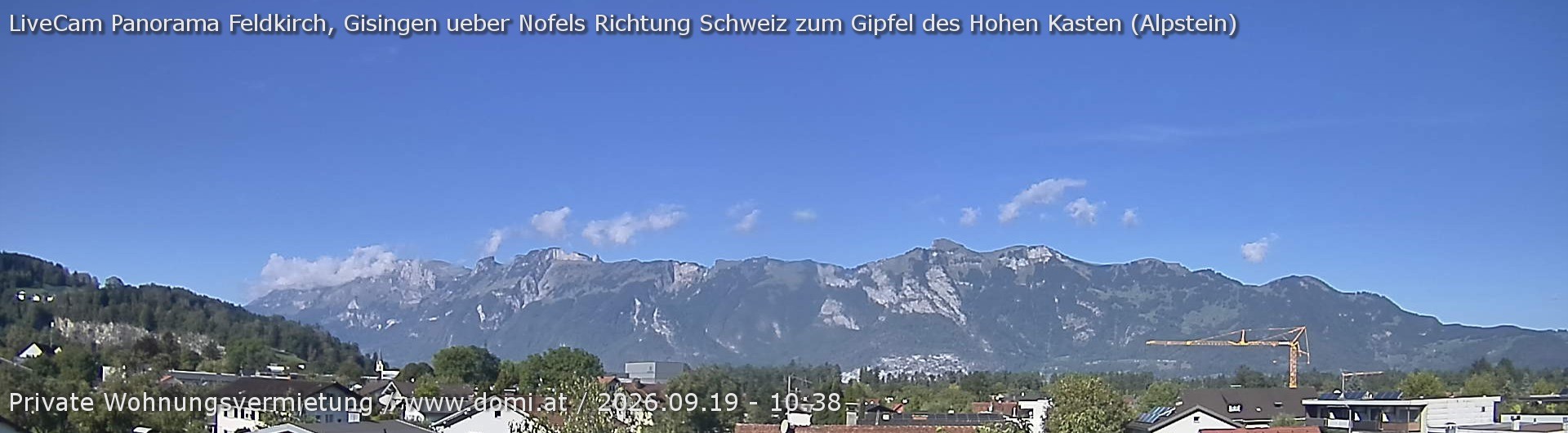 Archiv Foto Webcam Ausblick über Gisingen auf Hohen Kasten