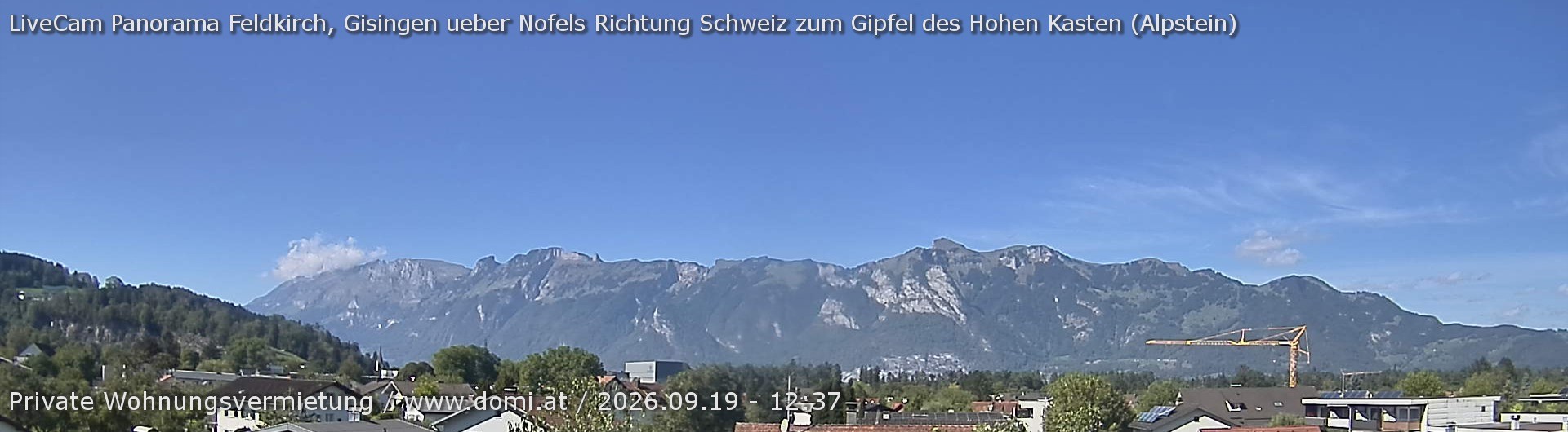 Archiv Foto Webcam Ausblick über Gisingen auf Hohen Kasten
