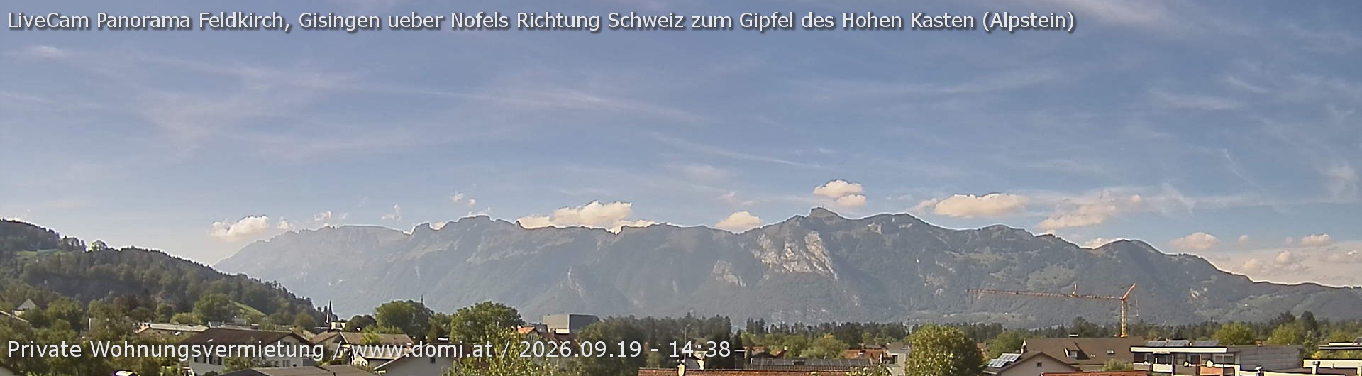 Archiv Foto Webcam Ausblick über Gisingen auf Hohen Kasten