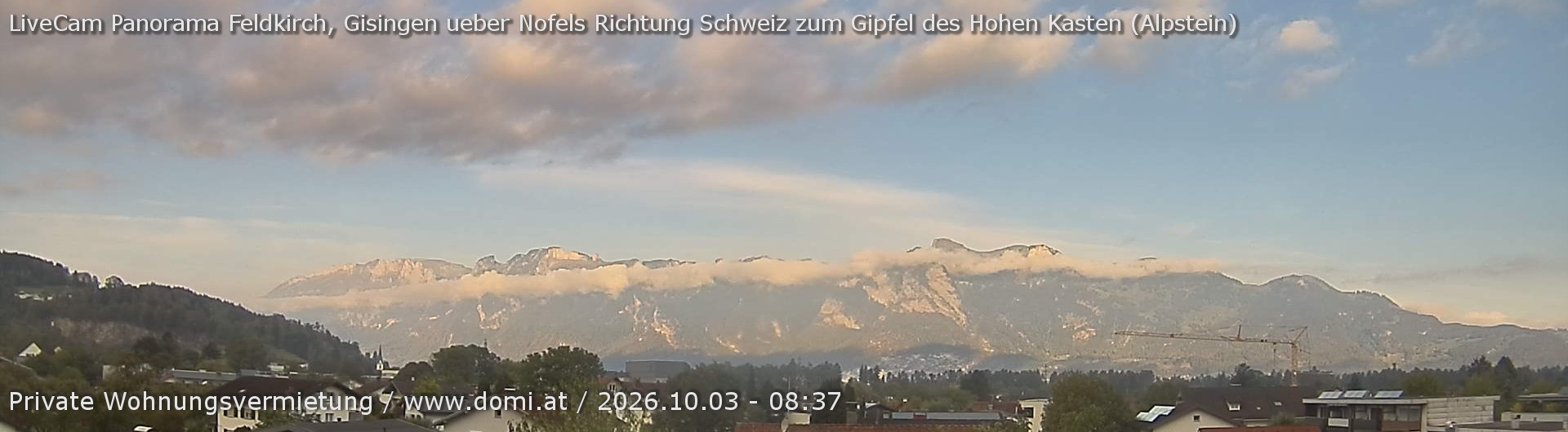 Archiv Foto Webcam Ausblick über Gisingen auf Hohen Kasten