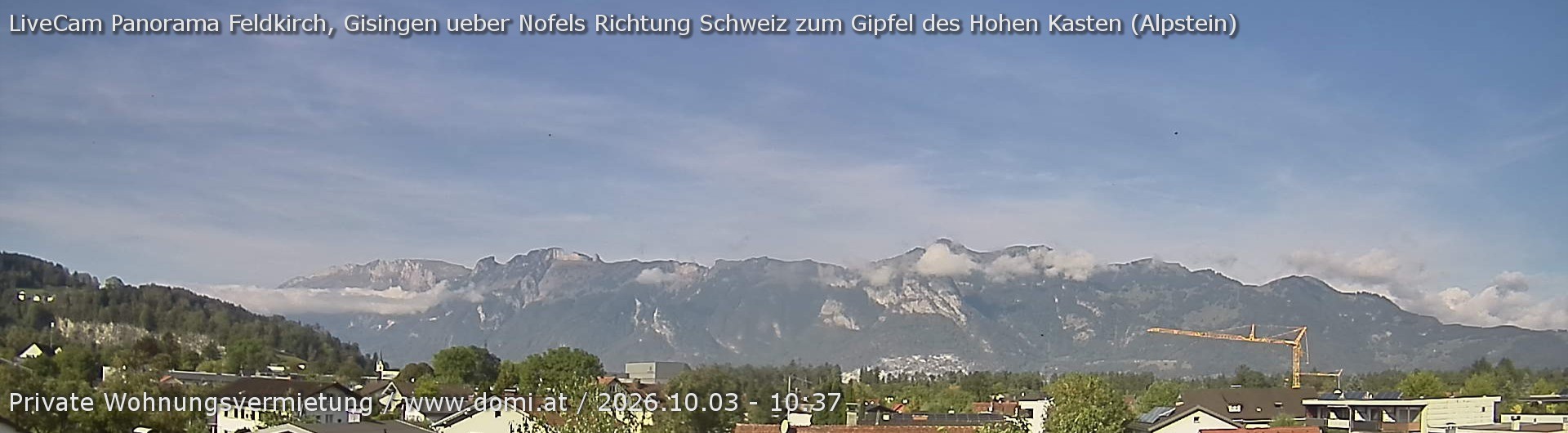 Archiv Foto Webcam Ausblick über Gisingen auf Hohen Kasten