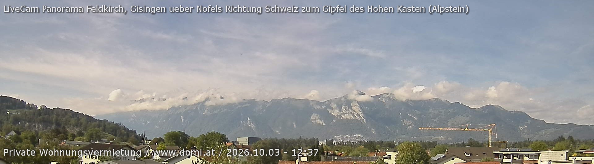 Archiv Foto Webcam Ausblick über Gisingen auf Hohen Kasten