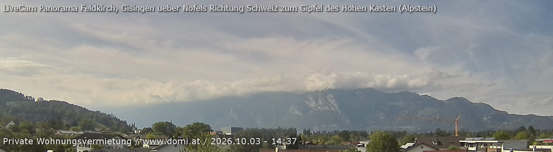 Archiv Foto Webcam Ausblick über Gisingen auf Hohen Kasten