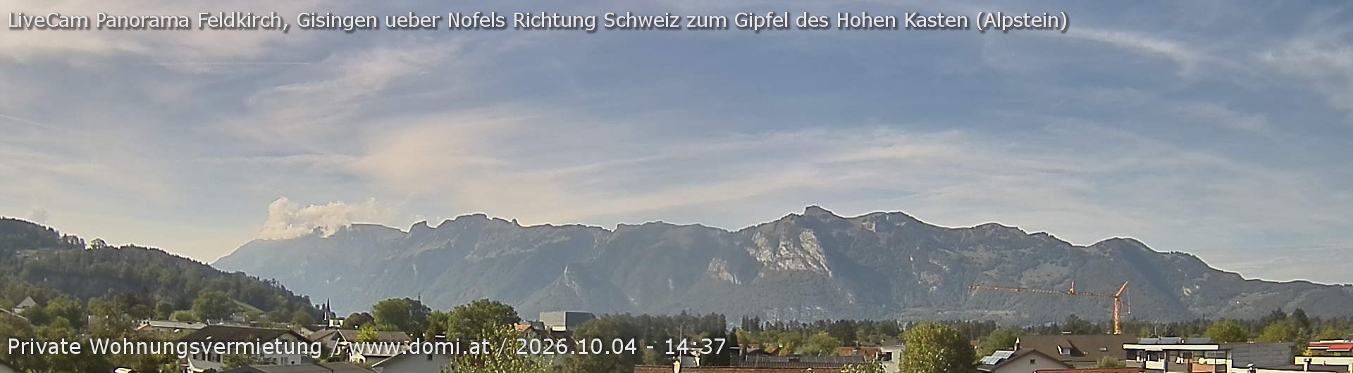 Archiv Foto Webcam Ausblick über Gisingen auf Hohen Kasten