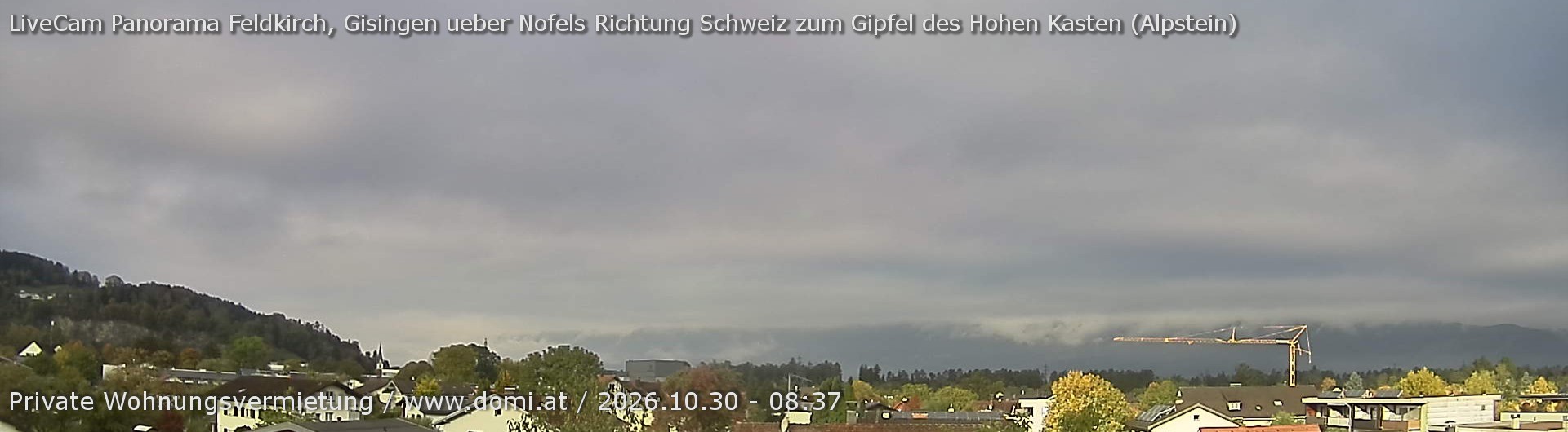 Archiv Foto Webcam Ausblick über Gisingen auf Hohen Kasten