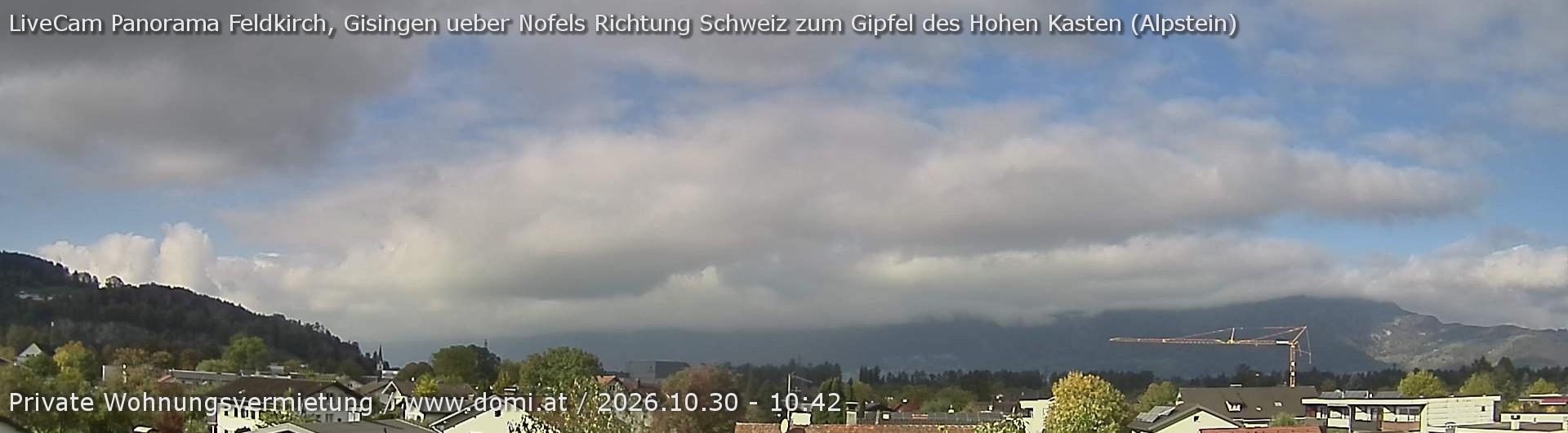 Archiv Foto Webcam Ausblick über Gisingen auf Hohen Kasten