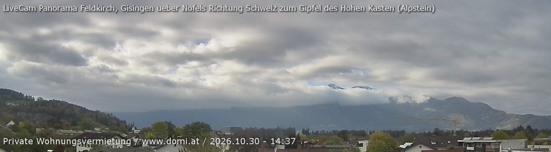 Archiv Foto Webcam Ausblick über Gisingen auf Hohen Kasten