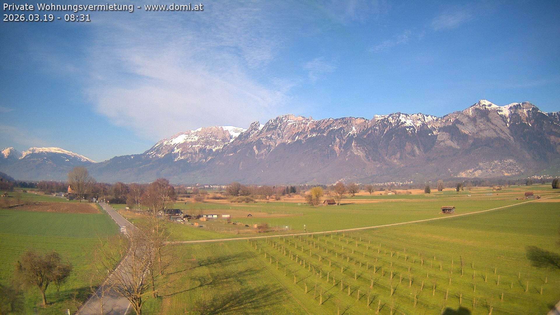 Archived image Webcam View of the Hoher Kasten, Furgglenfirst and Kamor from Feldkirch