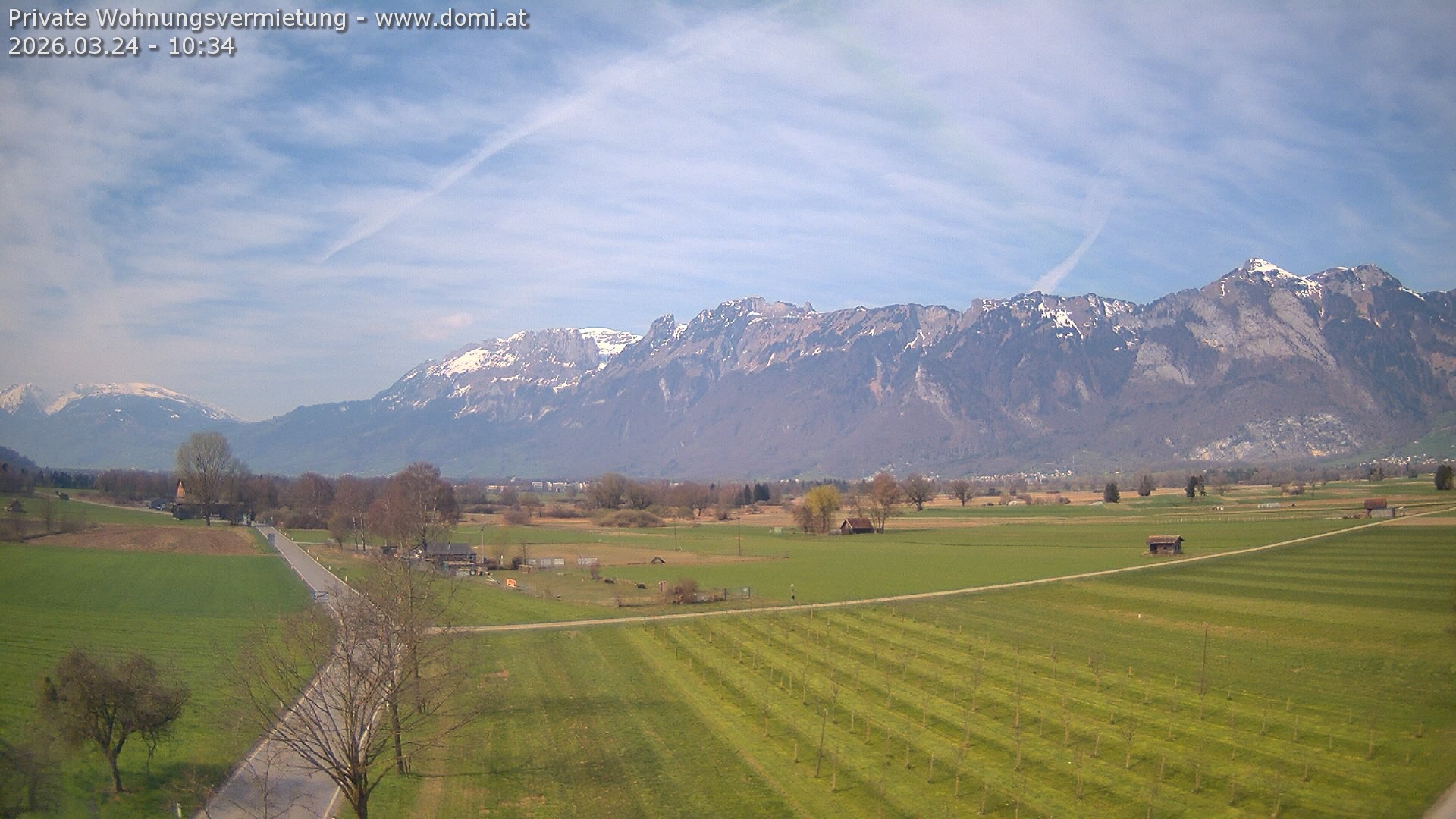 Archived image Webcam View of the Hoher Kasten, Furgglenfirst and Kamor from Feldkirch