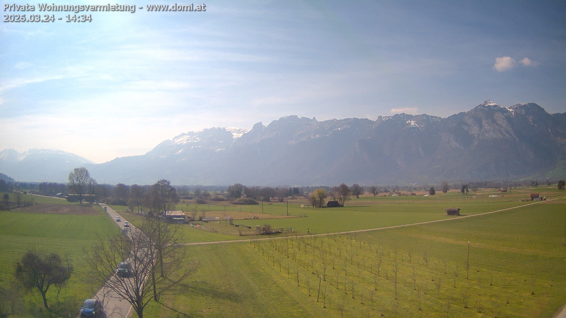 Archived image Webcam View of the Hoher Kasten, Furgglenfirst and Kamor from Feldkirch