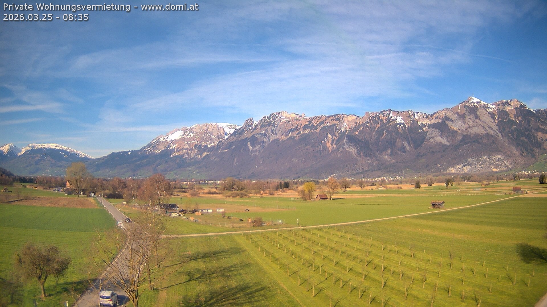 Archived image Webcam View of the Hoher Kasten, Furgglenfirst and Kamor from Feldkirch
