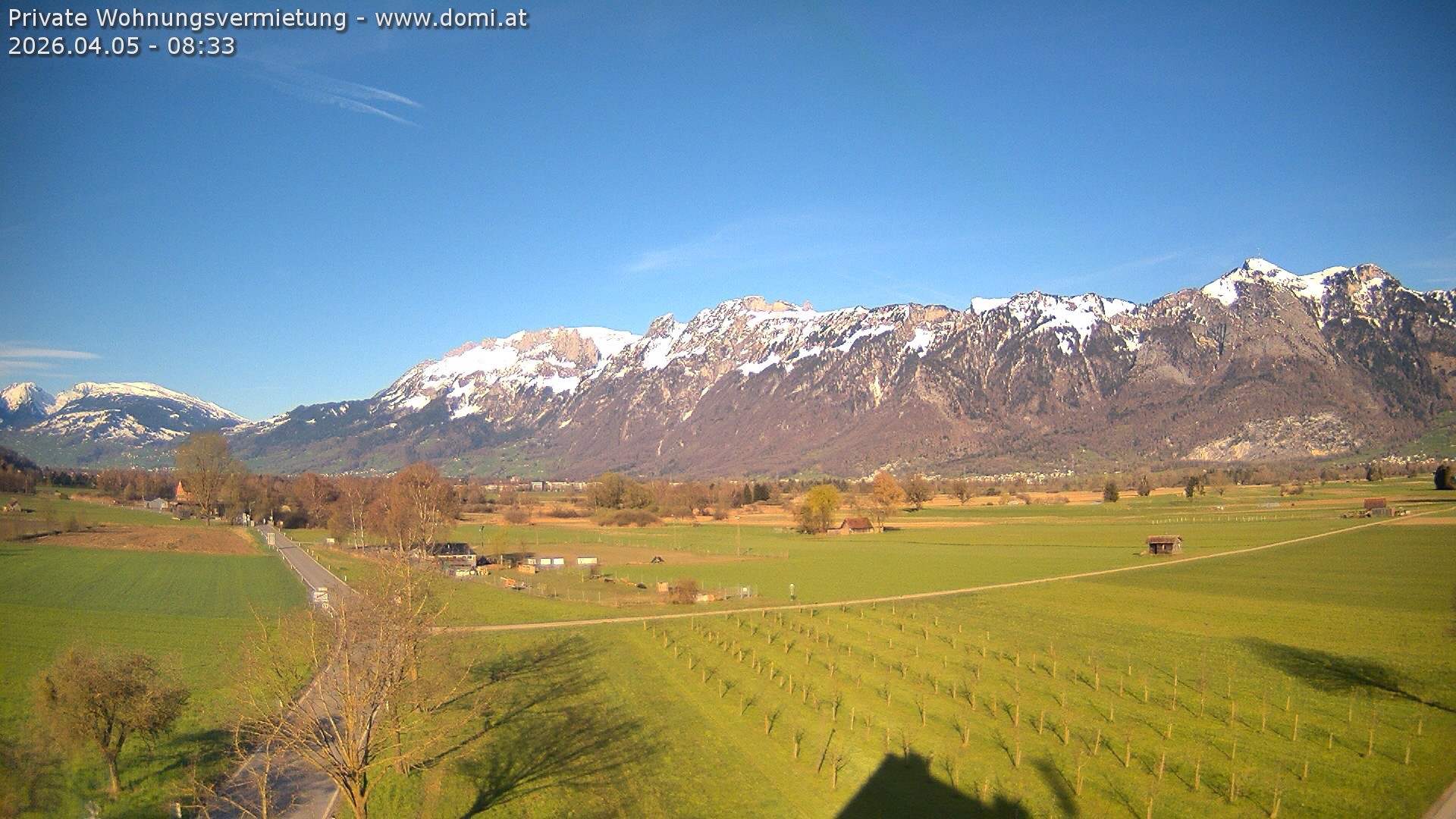 Archived image Webcam View of the Hoher Kasten, Furgglenfirst and Kamor from Feldkirch