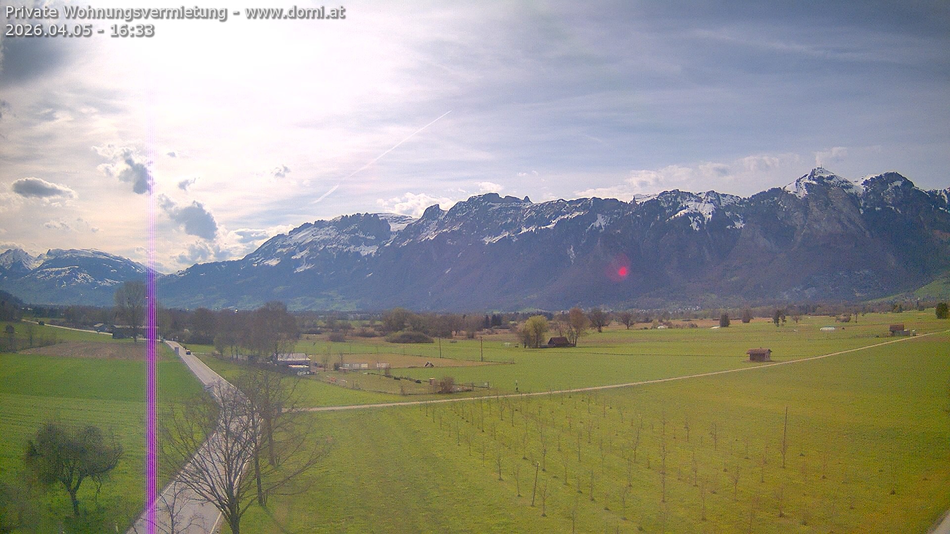 Archived image Webcam View of the Hoher Kasten, Furgglenfirst and Kamor from Feldkirch