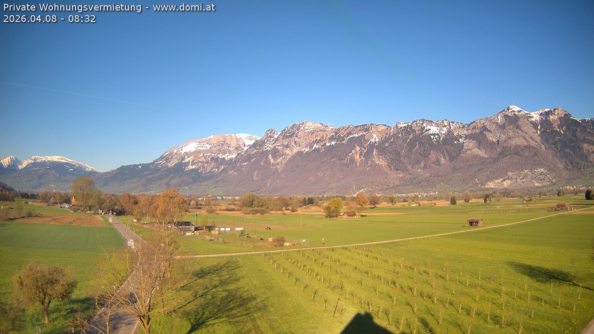 Archived image Webcam View of the Hoher Kasten, Furgglenfirst and Kamor from Feldkirch