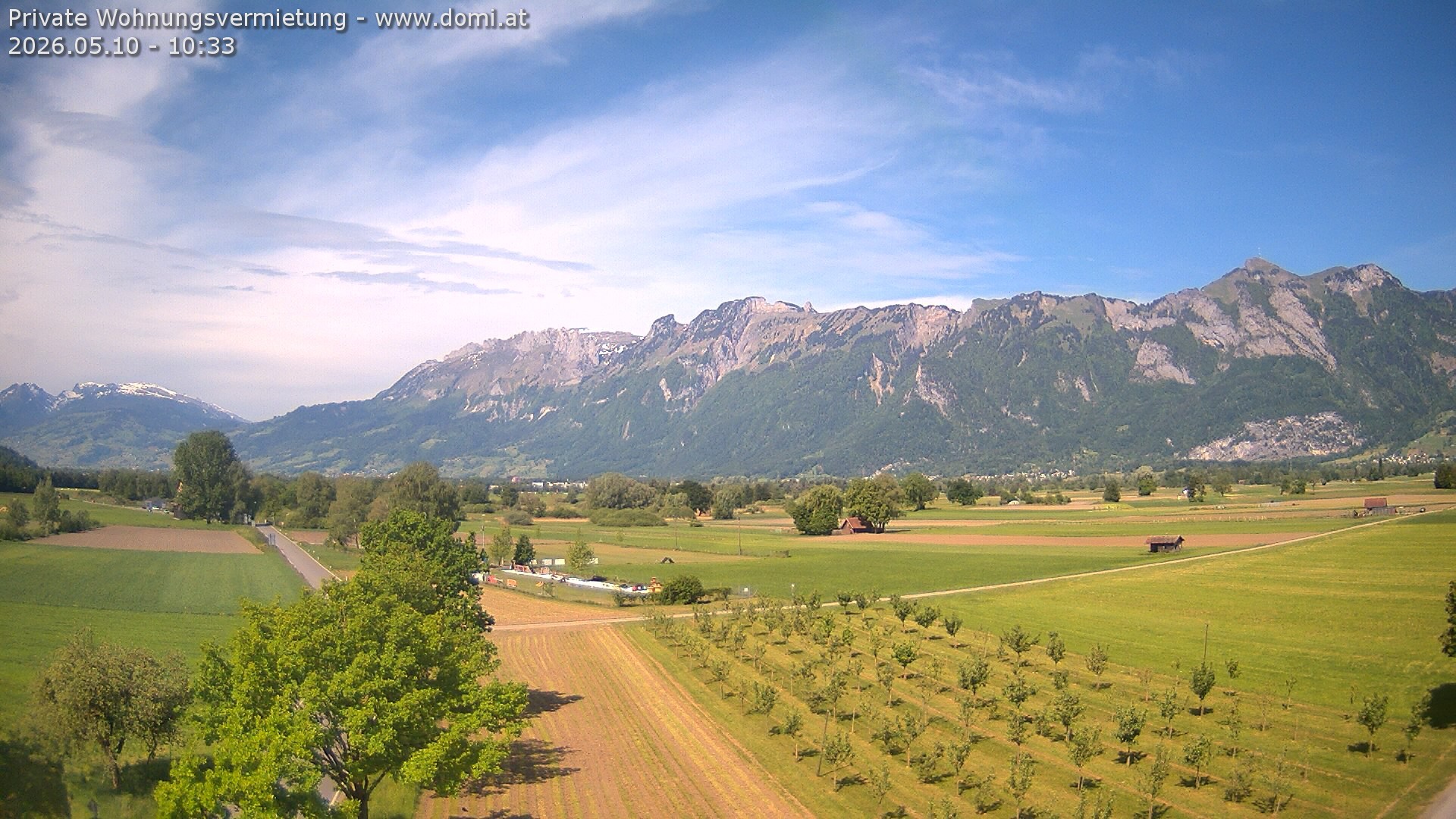 Archived image Webcam View of the Hoher Kasten, Furgglenfirst and Kamor from Feldkirch