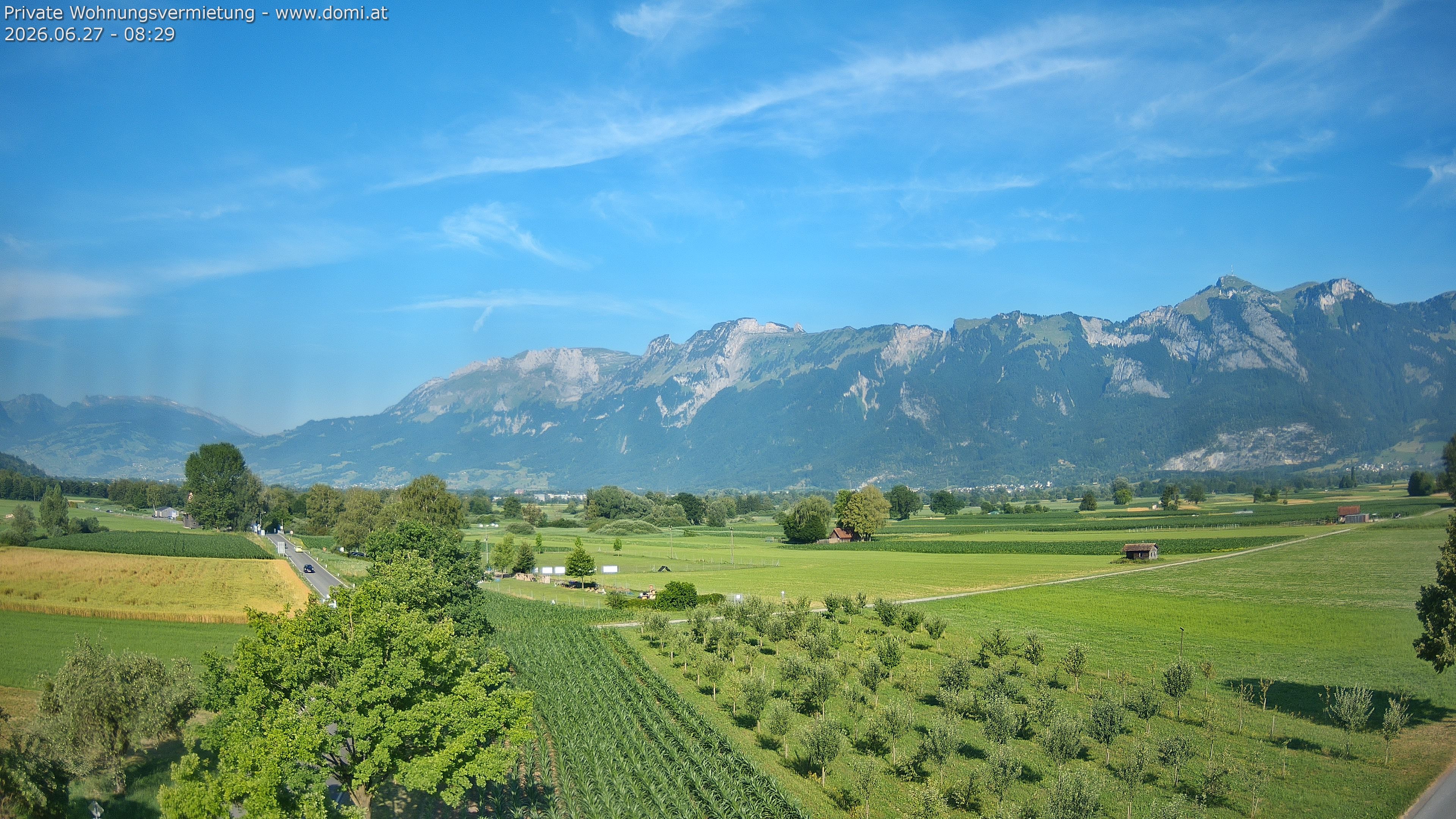 Archived image Webcam View of the Hoher Kasten, Furgglenfirst and Kamor from Feldkirch
