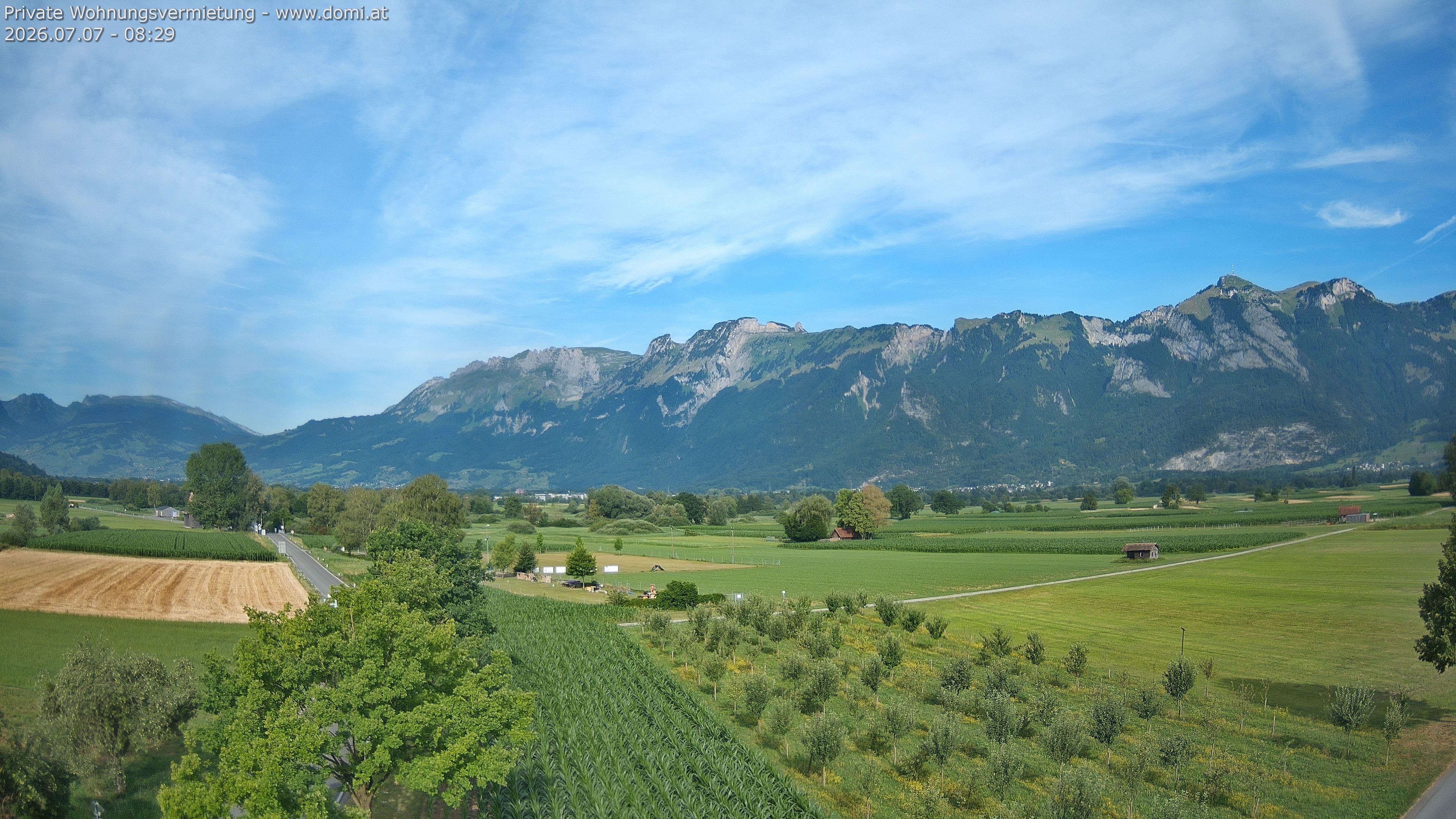 Archived image Webcam View of the Hoher Kasten, Furgglenfirst and Kamor from Feldkirch
