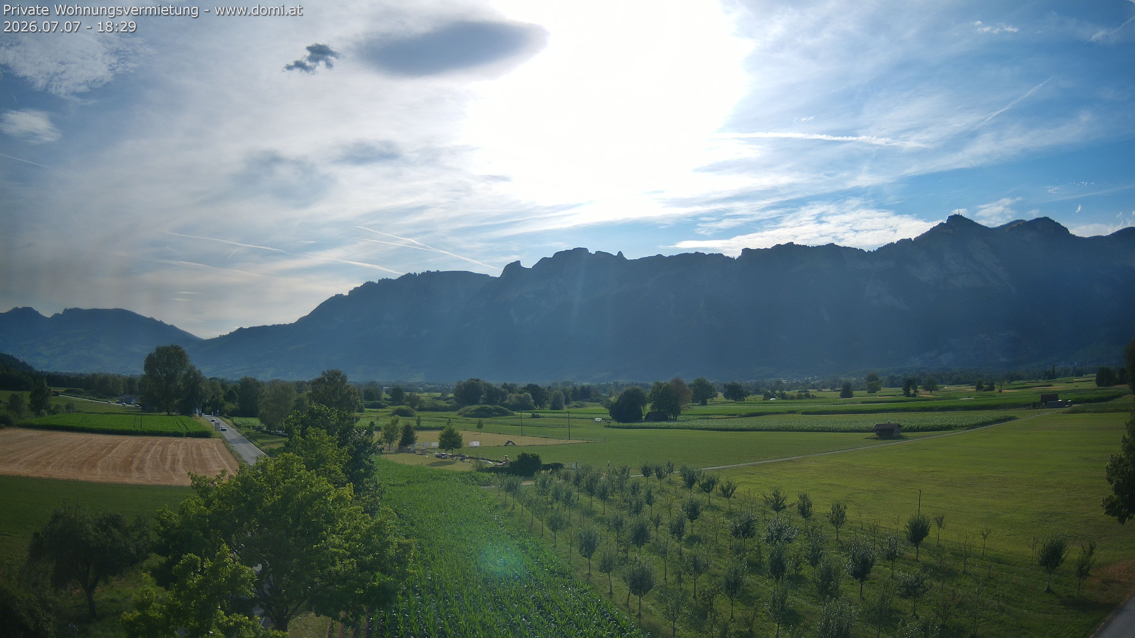 Archived image Webcam View of the Hoher Kasten, Furgglenfirst and Kamor from Feldkirch