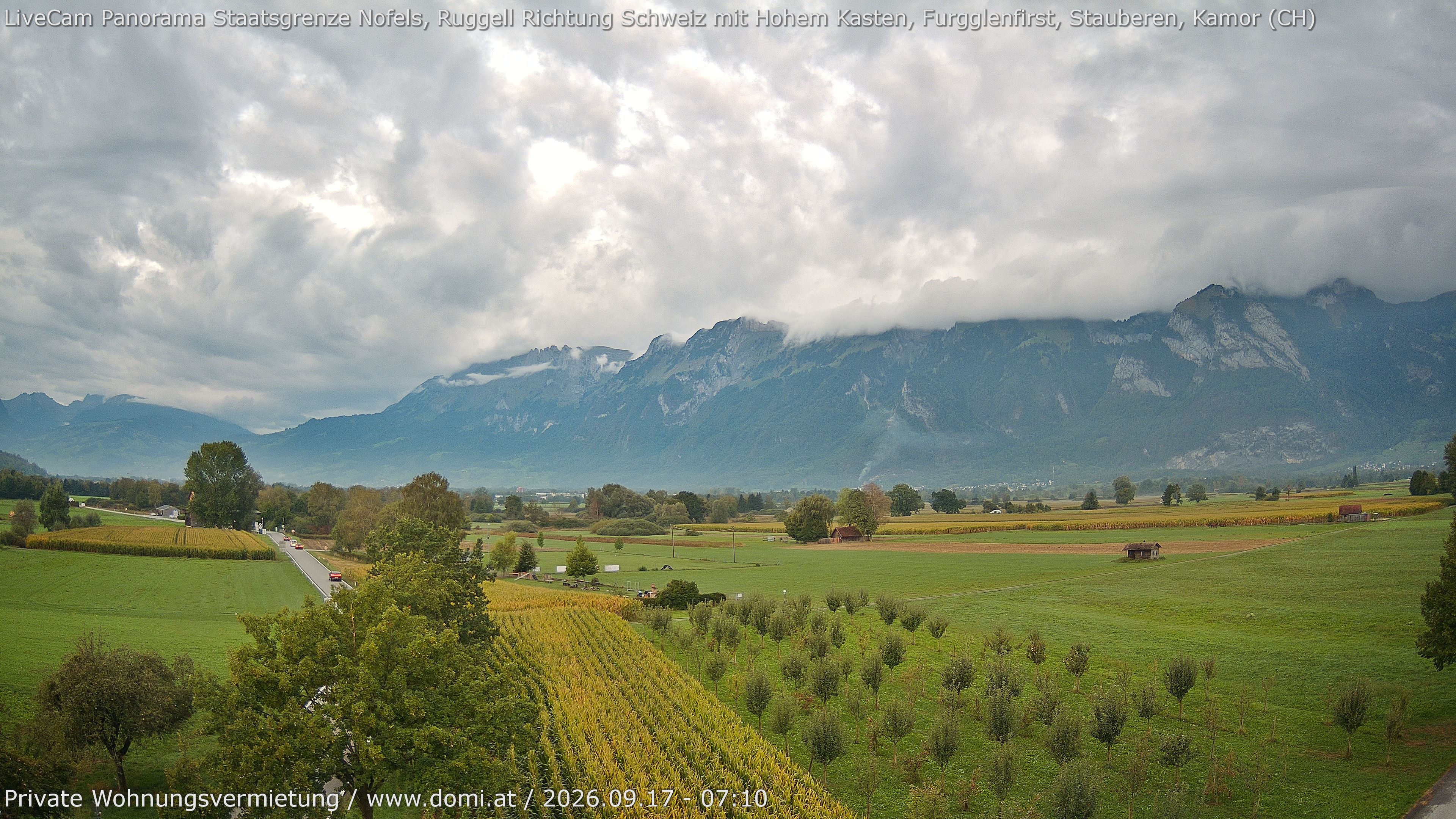 Archived image Webcam View of the Hoher Kasten, Furgglenfirst and Kamor from Feldkirch