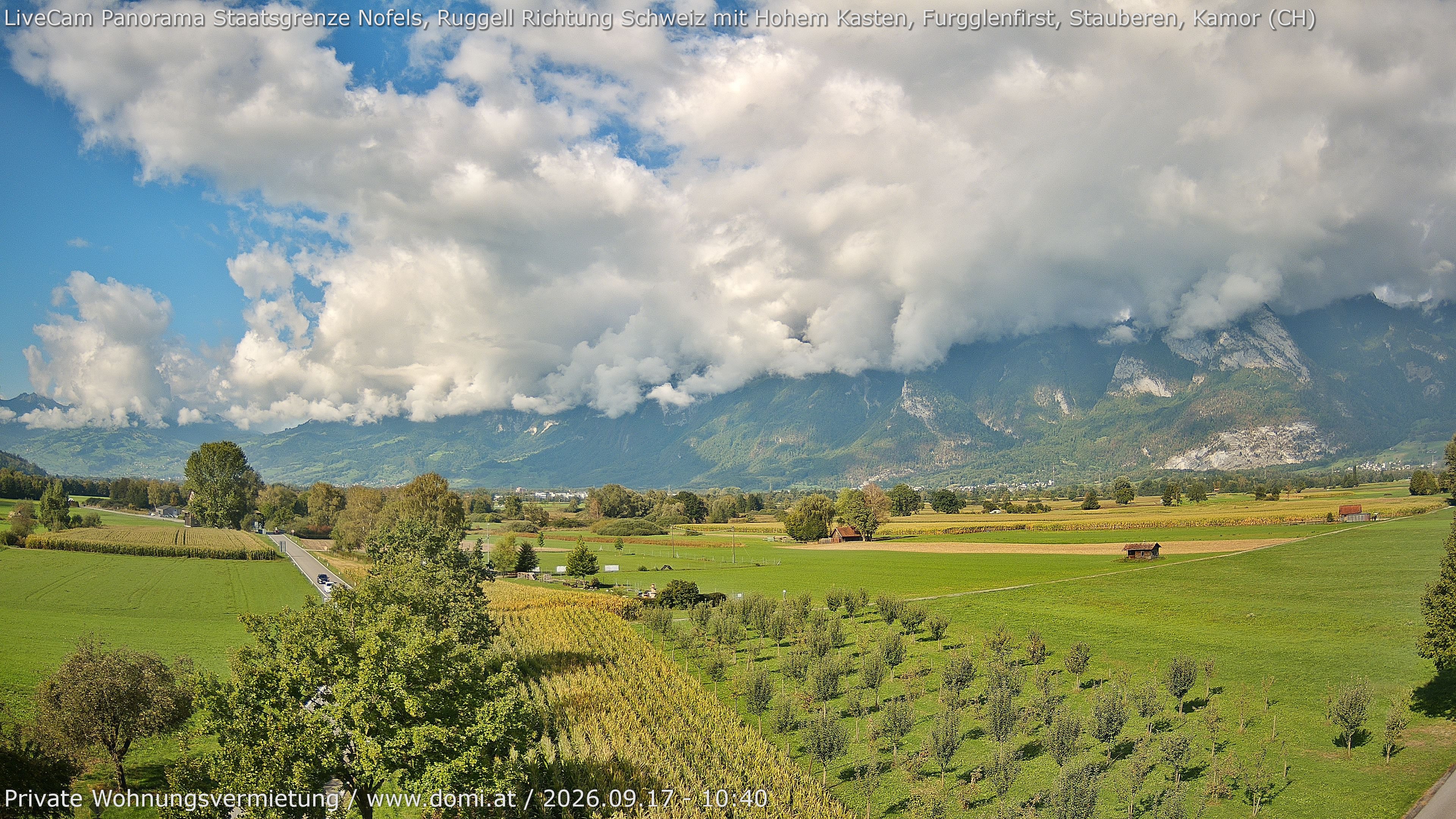 Archived image Webcam View of the Hoher Kasten, Furgglenfirst and Kamor from Feldkirch