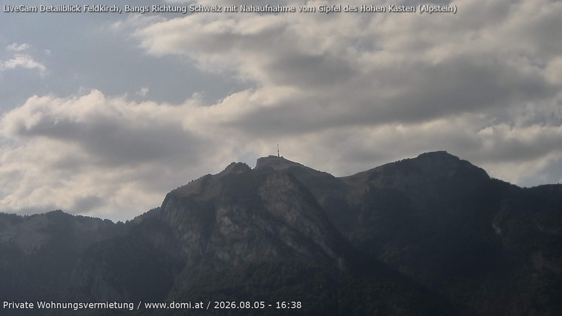 Archived image Webcam View of the Hoher Kasten from Bangs, Feldkirch