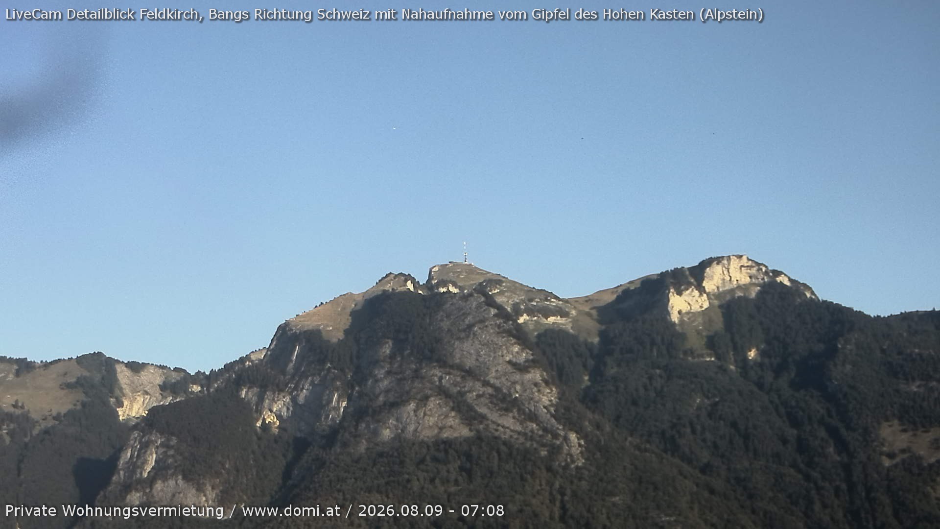 Archived image Webcam View of the Hoher Kasten from Bangs, Feldkirch