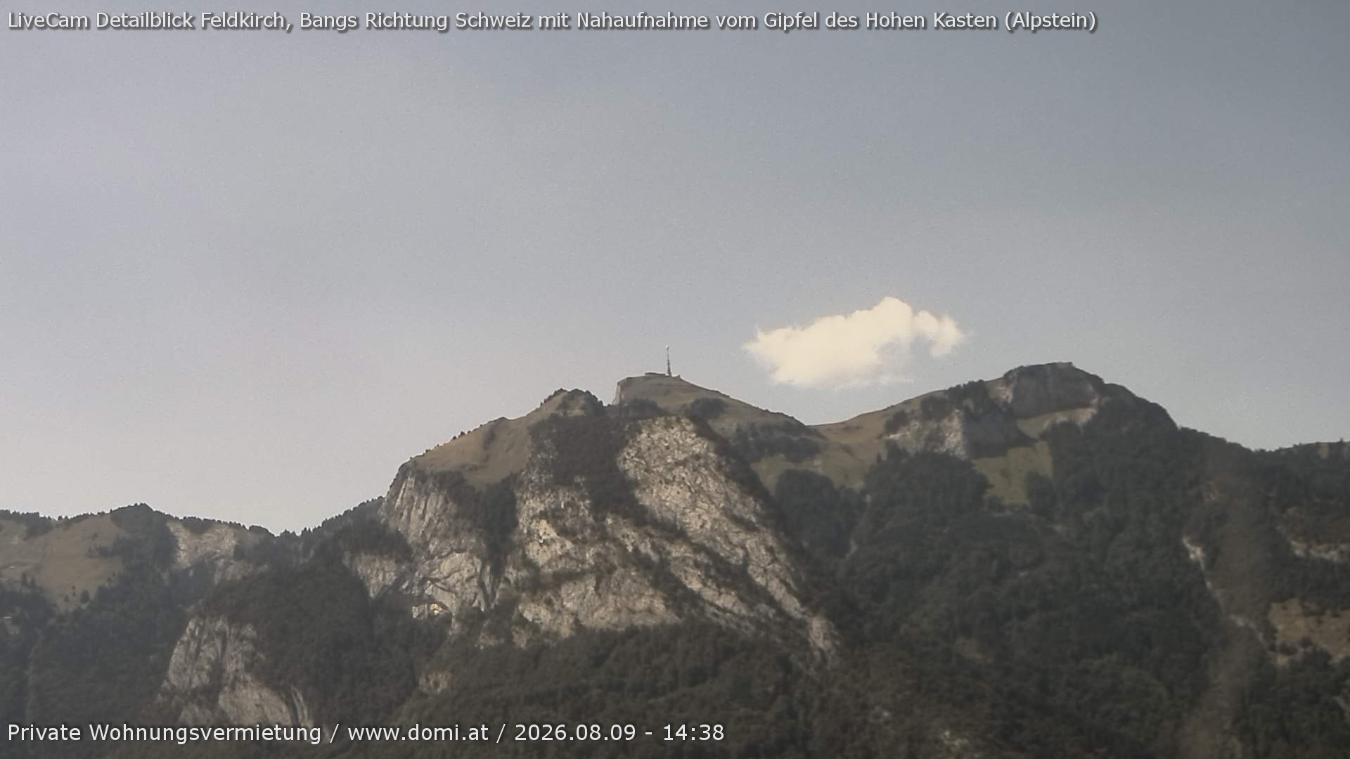 Archived image Webcam View of the Hoher Kasten from Bangs, Feldkirch