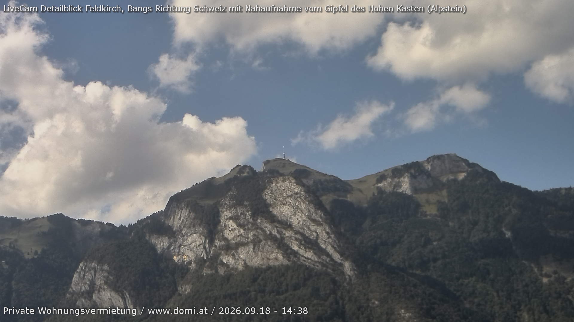Archiv Foto Webcam Blick von Bangs, Feldkirch auf den Hohen Kasten