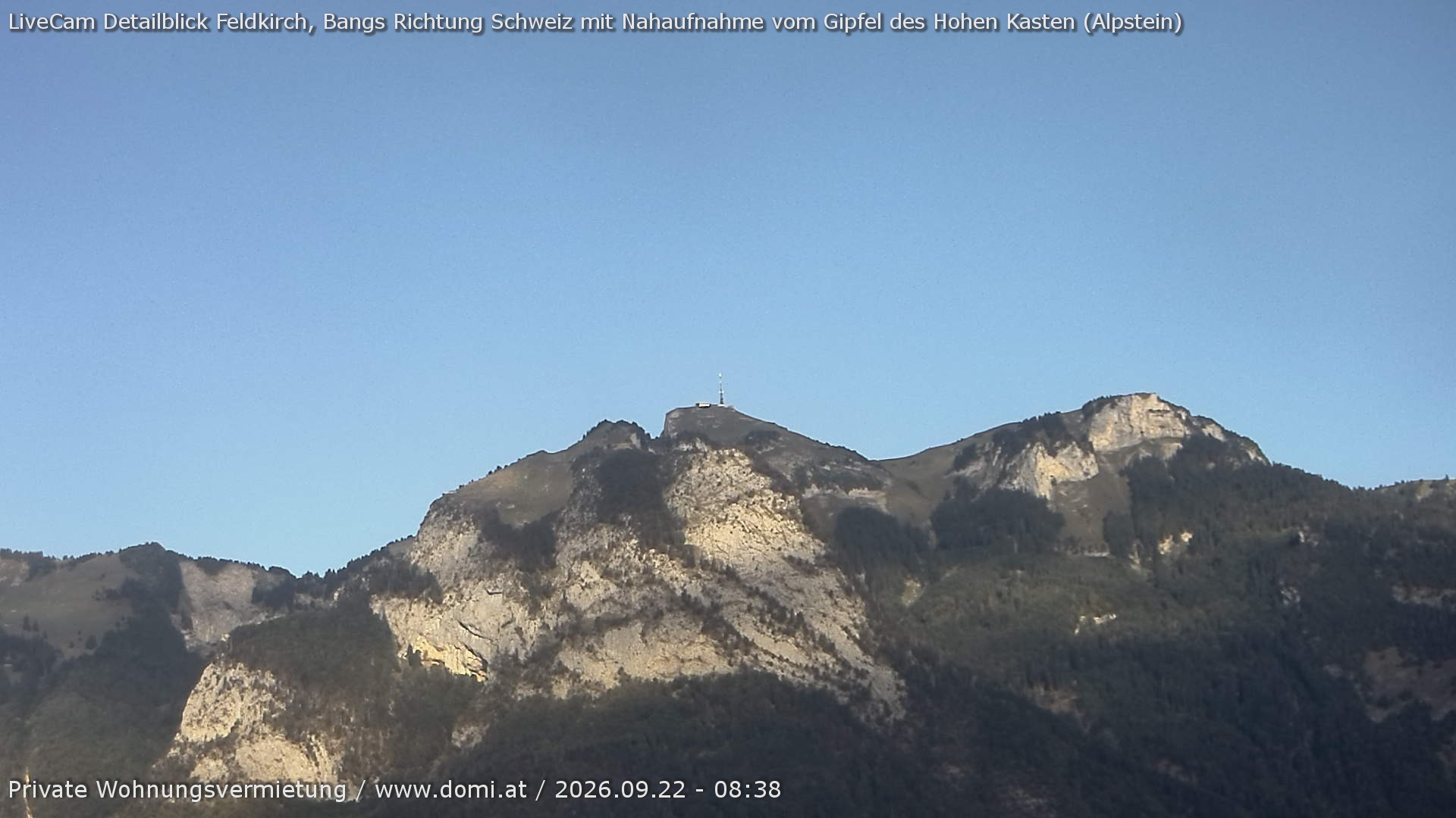 Archived image Webcam View of the Hoher Kasten from Bangs, Feldkirch