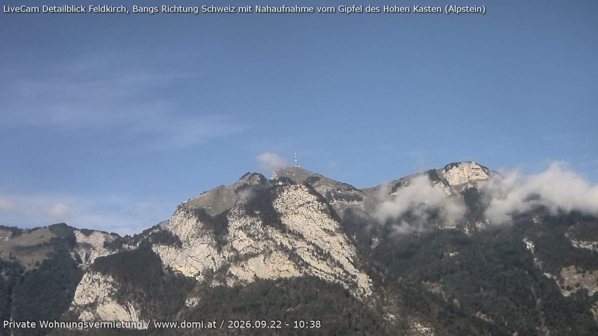 Archived image Webcam View of the Hoher Kasten from Bangs, Feldkirch
