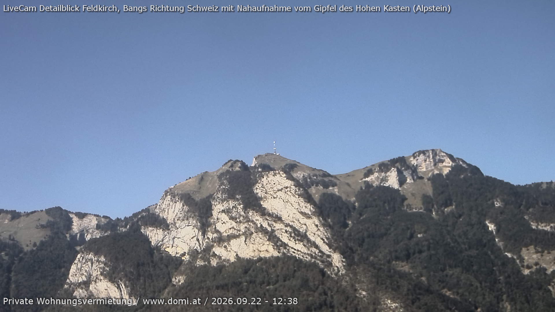 Archived image Webcam View of the Hoher Kasten from Bangs, Feldkirch