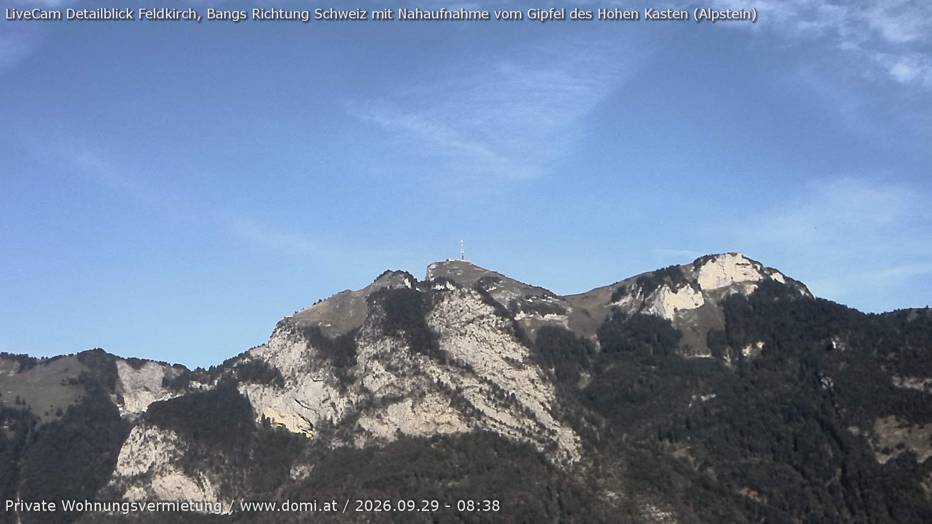 Archived image Webcam View of the Hoher Kasten from Bangs, Feldkirch
