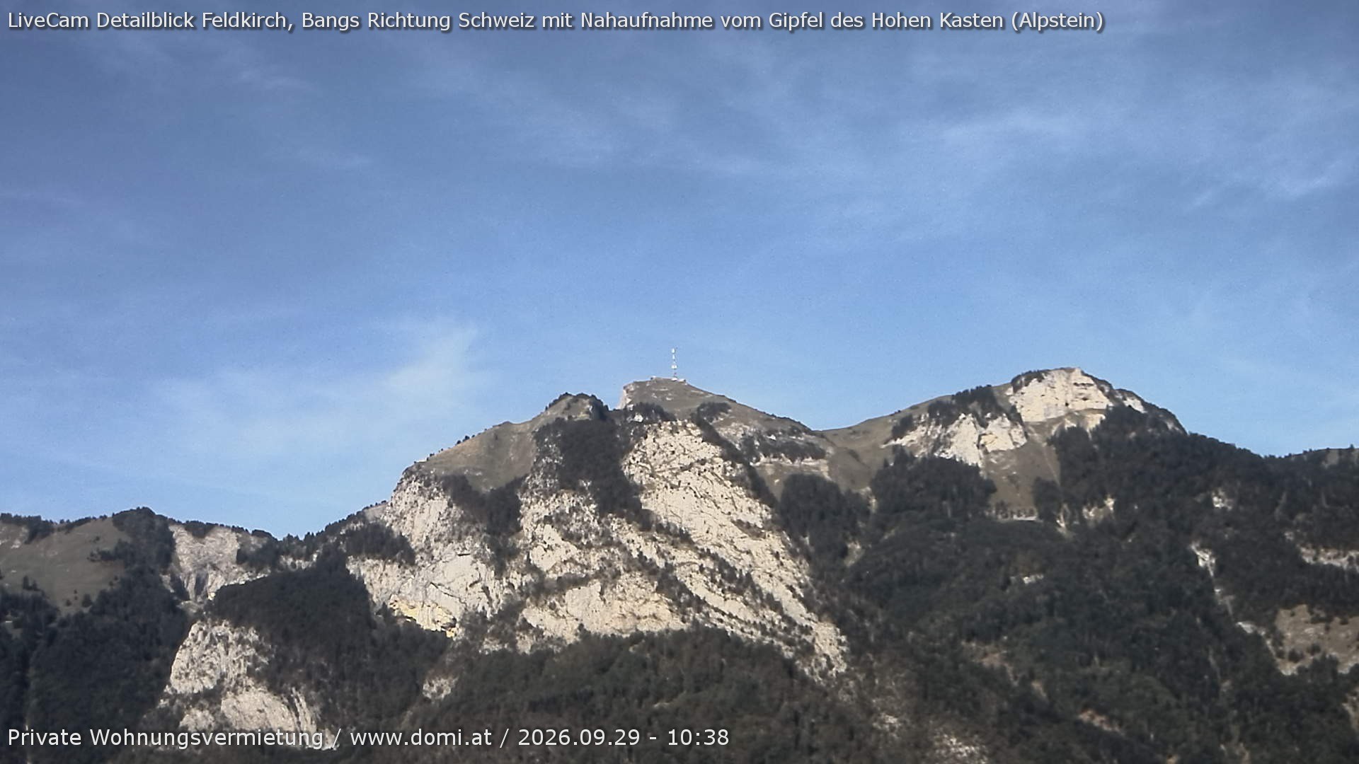 Archived image Webcam View of the Hoher Kasten from Bangs, Feldkirch