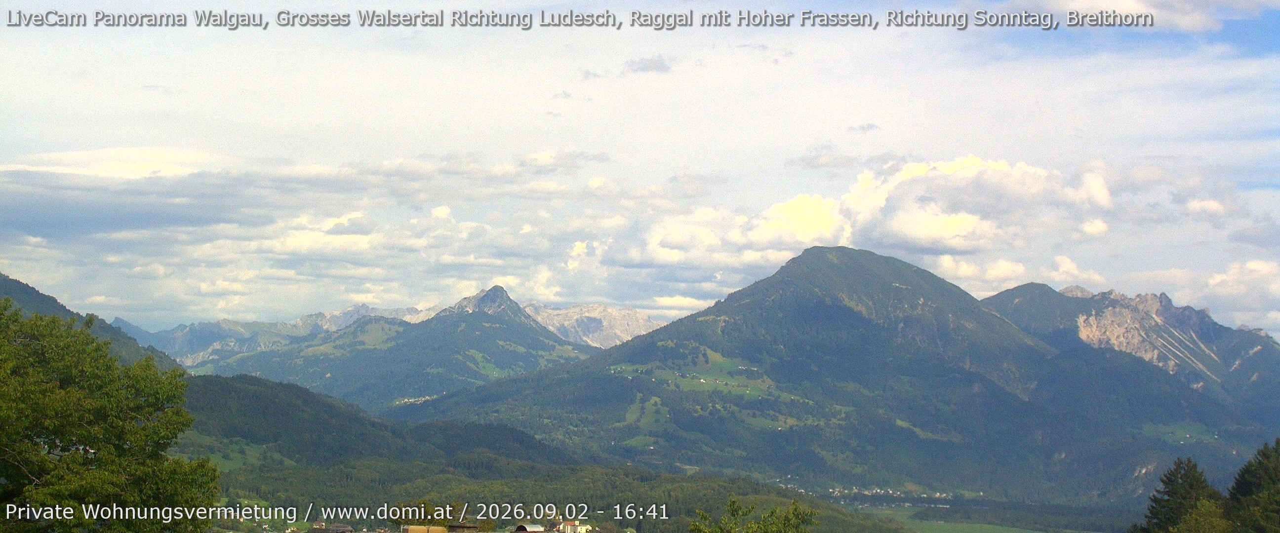 Archiv Foto Webcam Ausblick von Gampelün auf Walgau, Hoher Fraßen und Breithorn