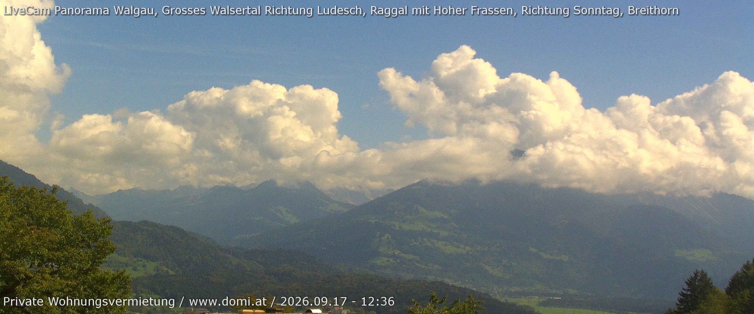 Archiv Foto Webcam Ausblick von Gampelün auf Walgau, Hoher Fraßen und Breithorn