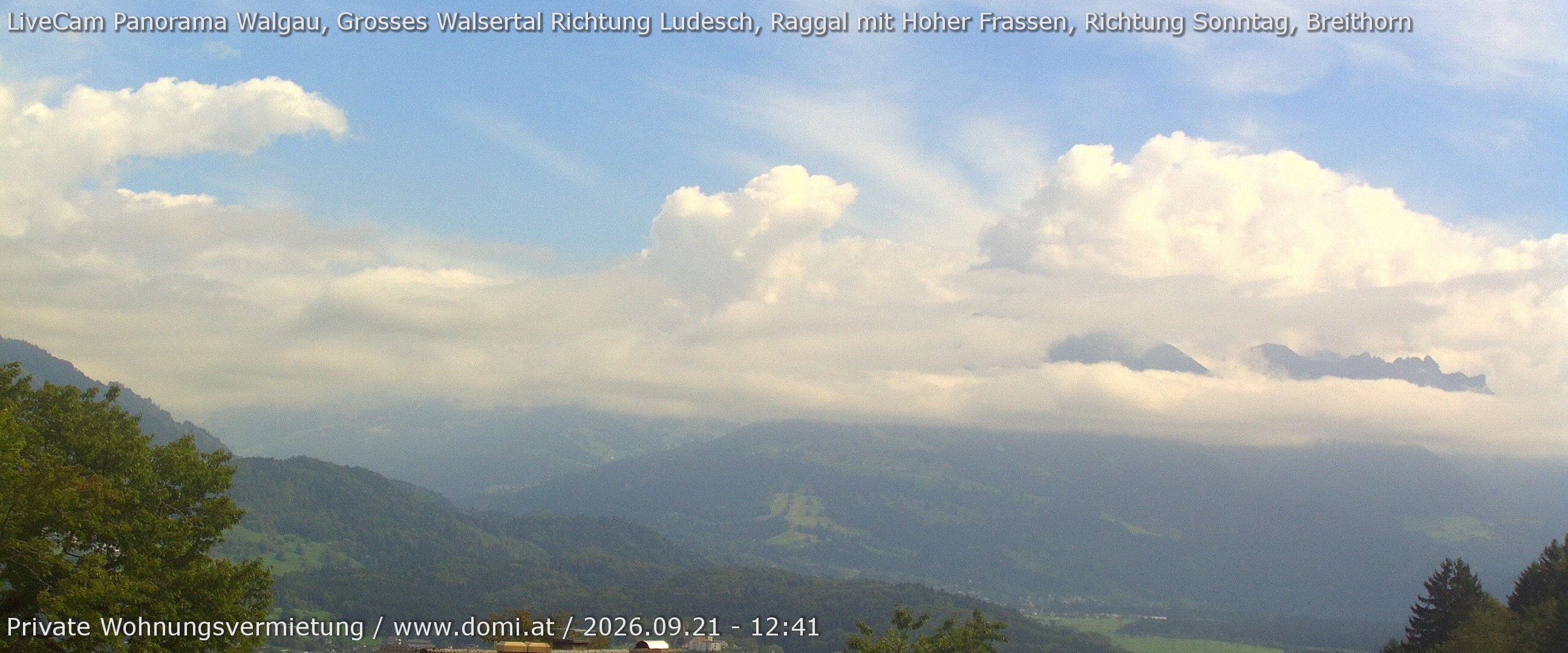 Archiv Foto Webcam Ausblick von Gampelün auf Walgau, Hoher Fraßen und Breithorn