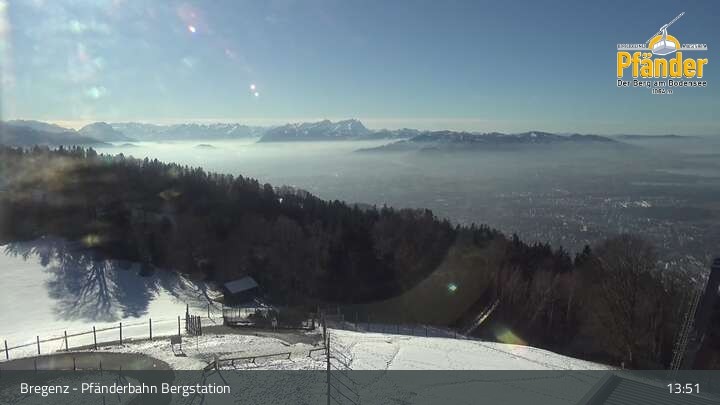Archiv Foto Webcam Bregenz: Blick vom Pfänder auf den Bodensee
