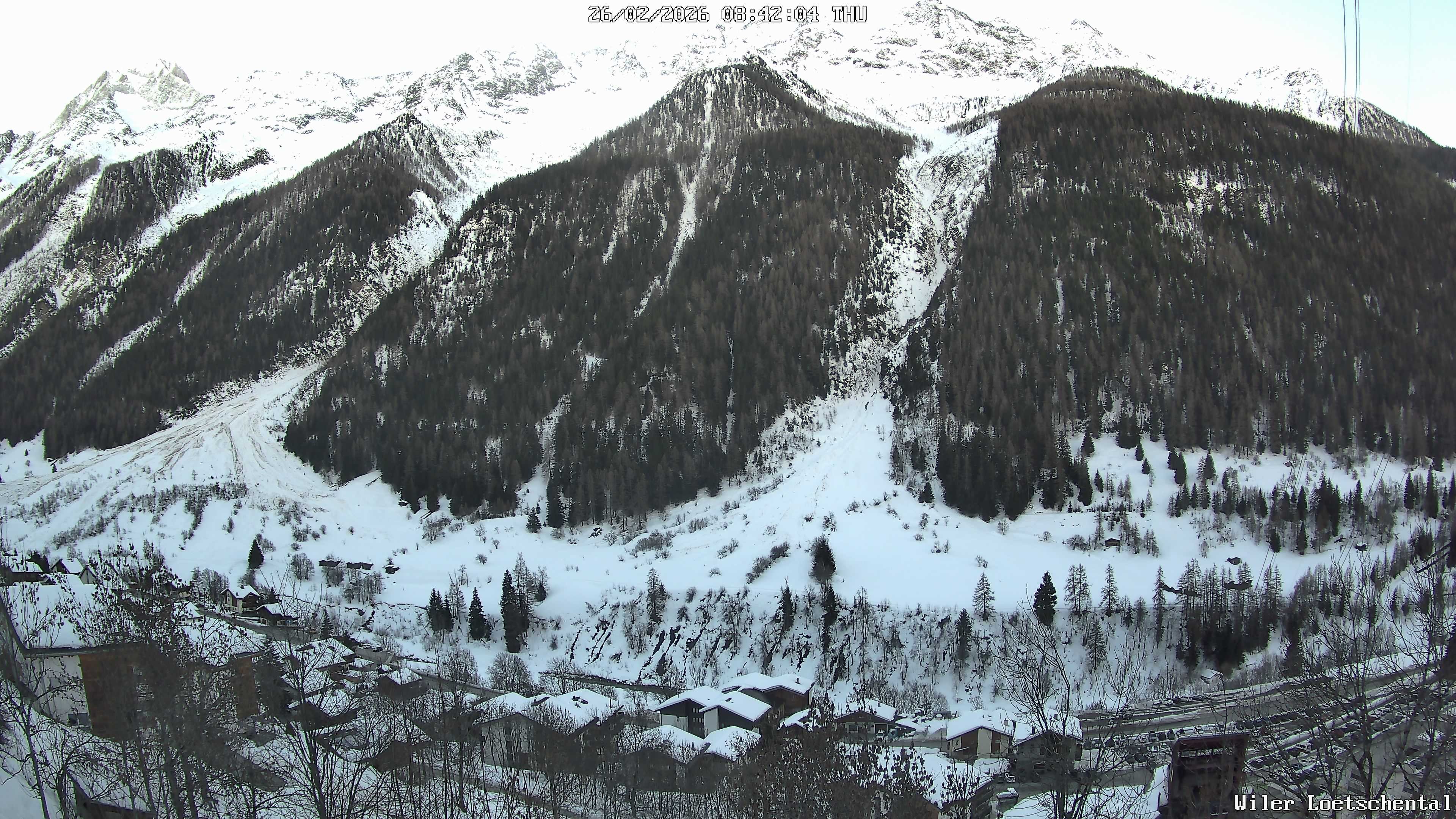 Archived image Webcam Lötschental Valley - View Wilerhorn and Bietschhorn
