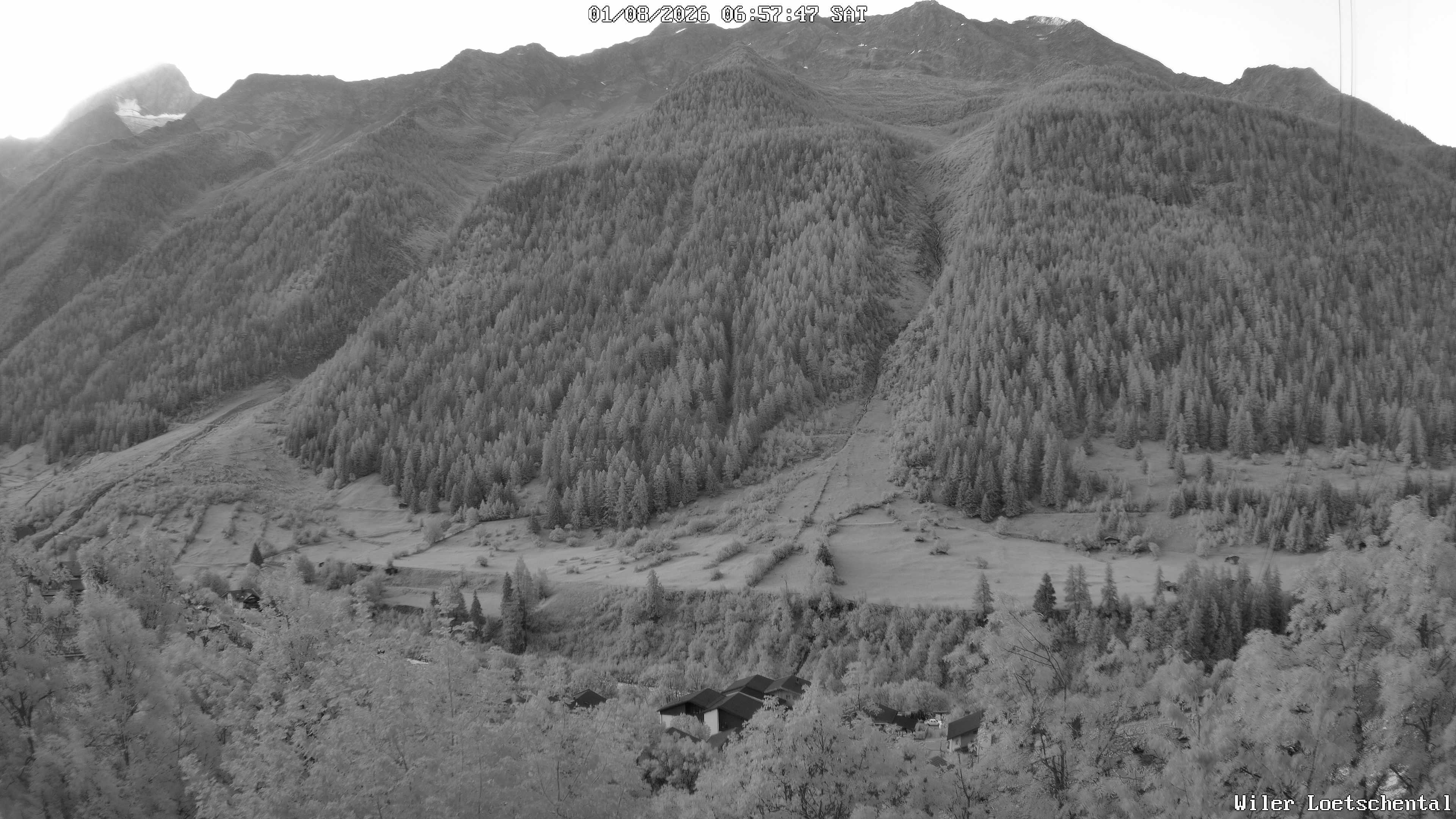 Archived image Webcam Lötschental Valley - View Wiler and Bietschhorn