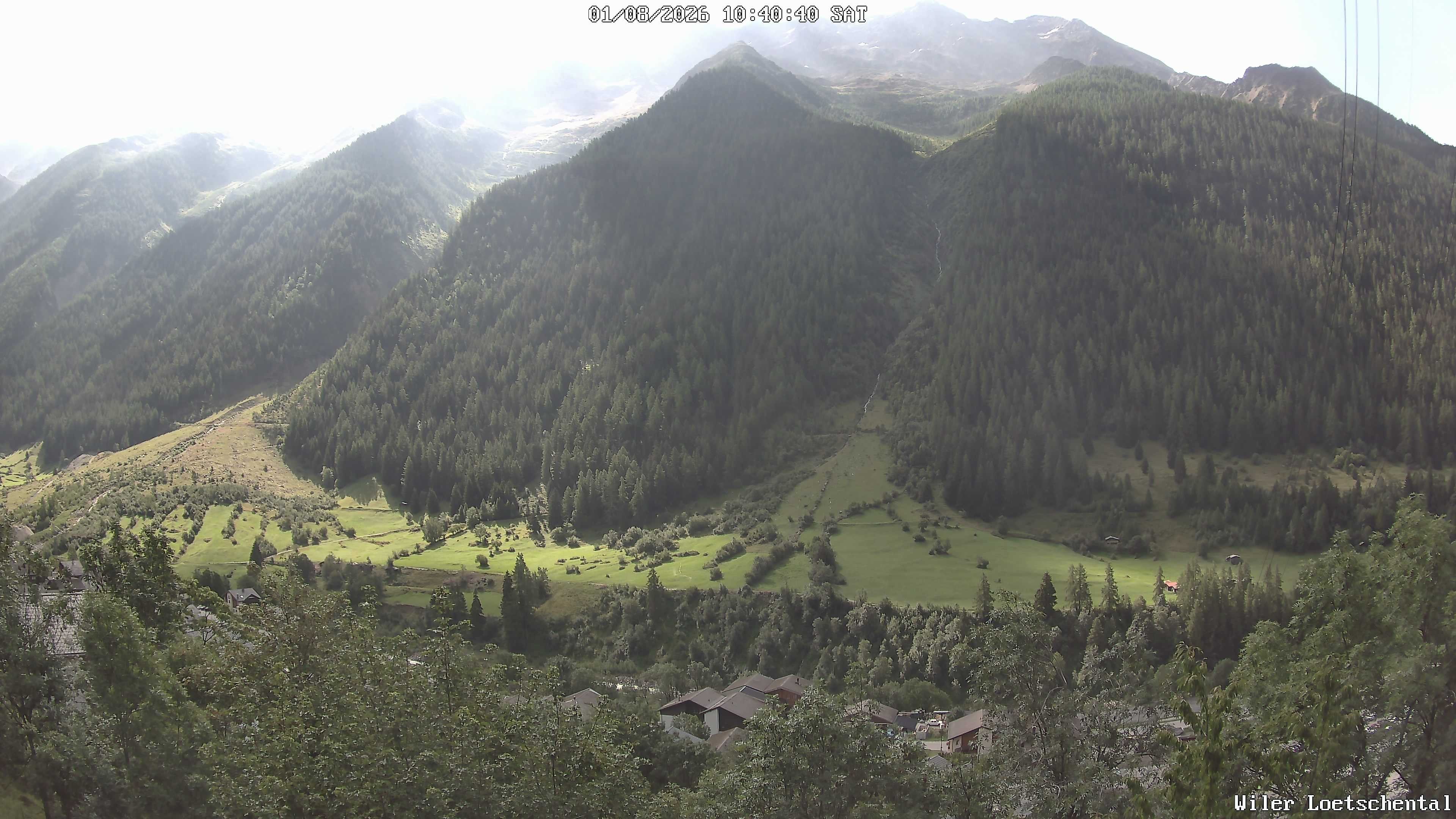 Archived image Webcam Lötschental Valley - View Wiler and Bietschhorn
