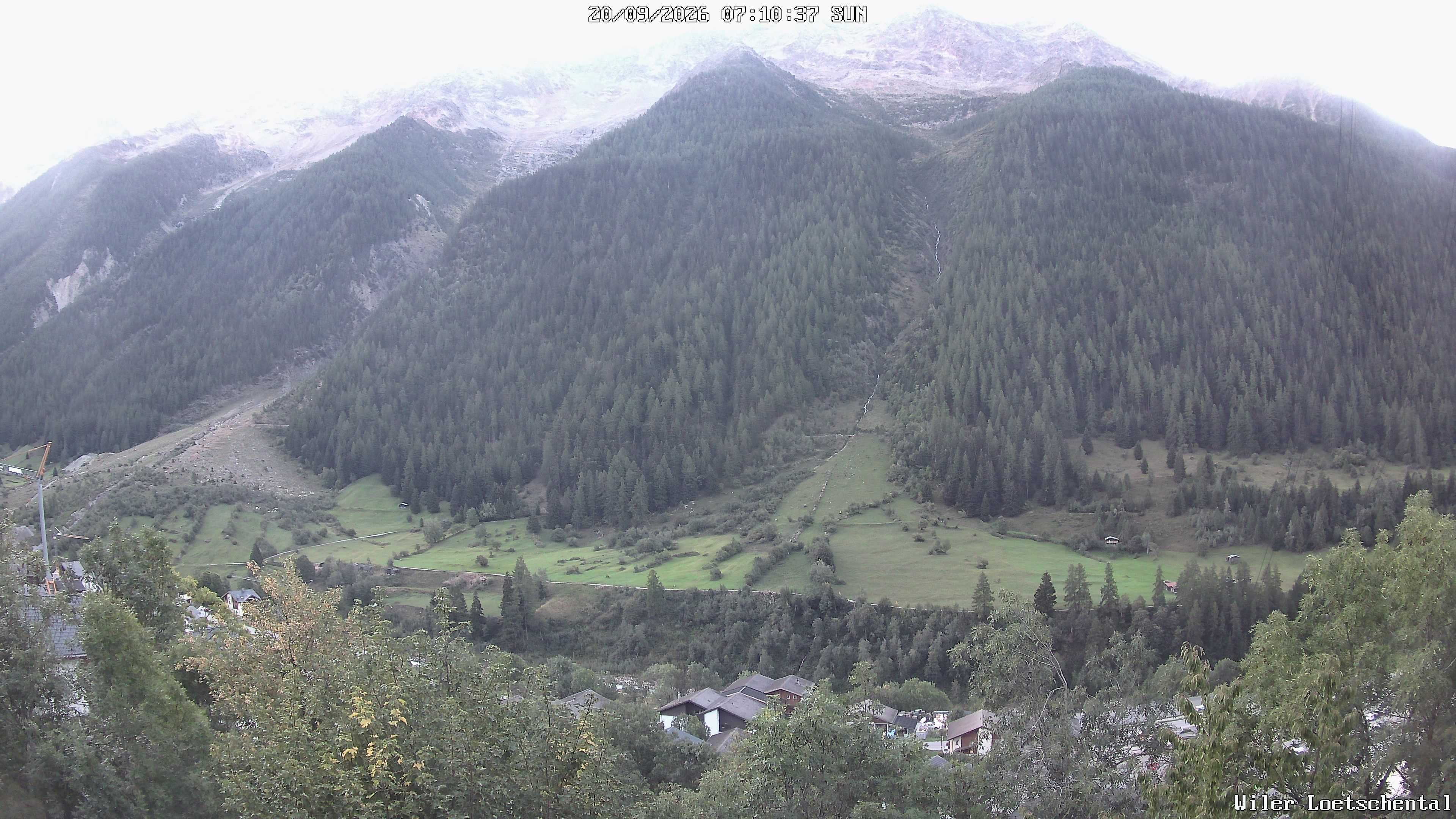 Archived image Webcam Lötschental Valley - View Wiler and Bietschhorn