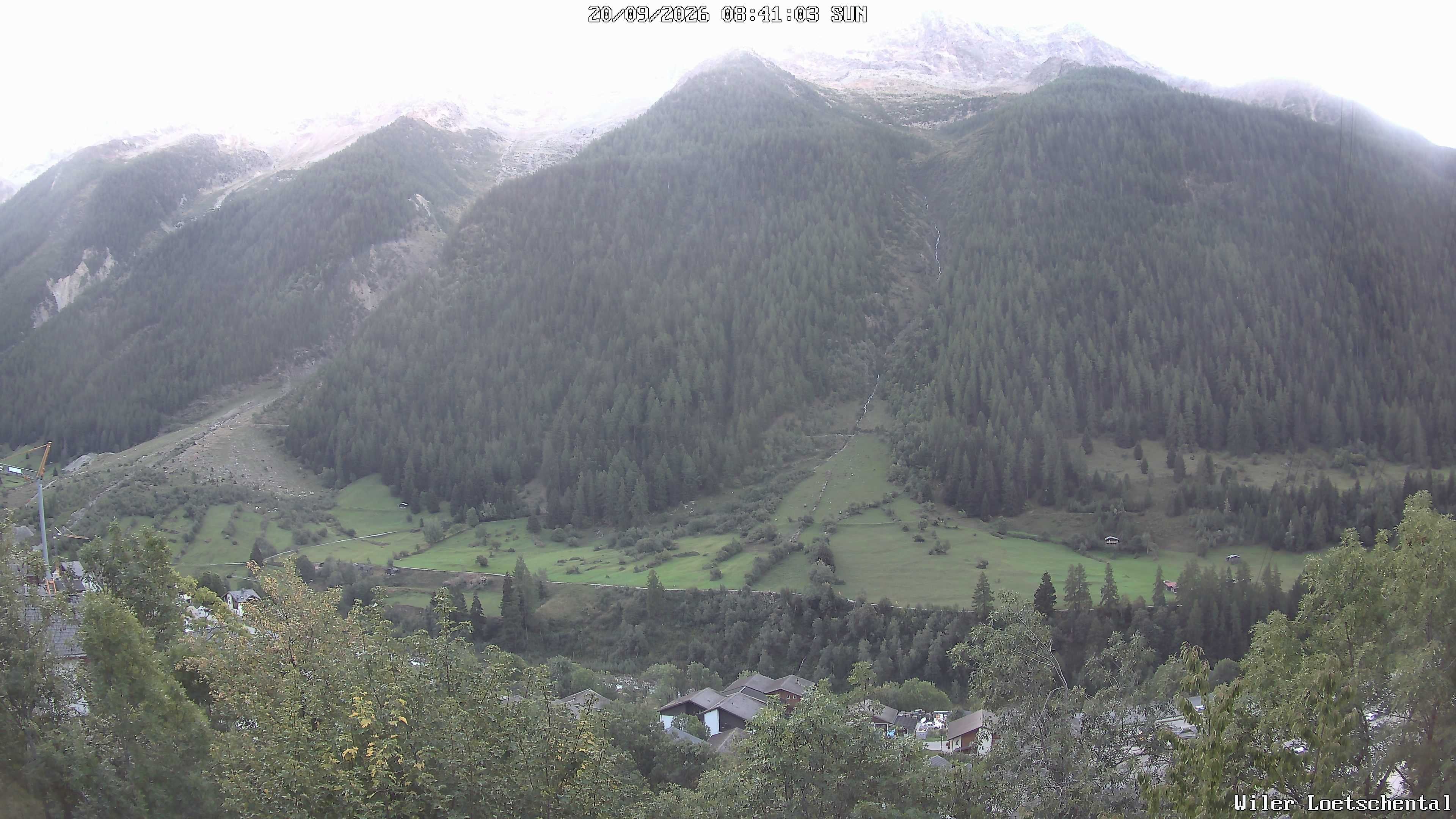 Archived image Webcam Lötschental Valley - View Wiler and Bietschhorn