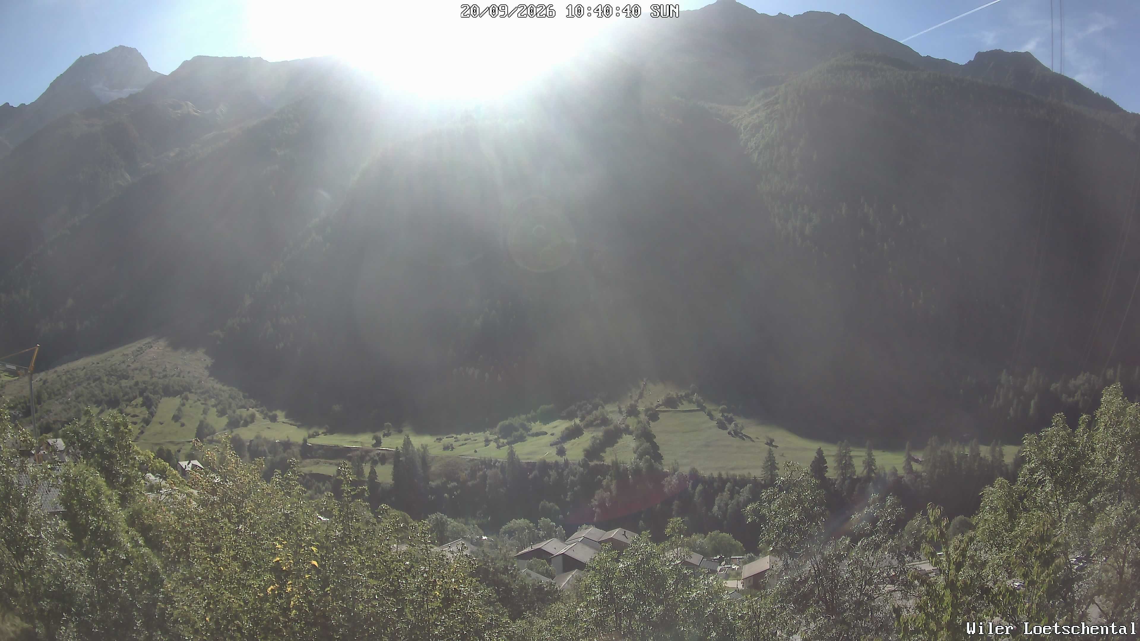 Archived image Webcam Lötschental Valley - View Wiler and Bietschhorn