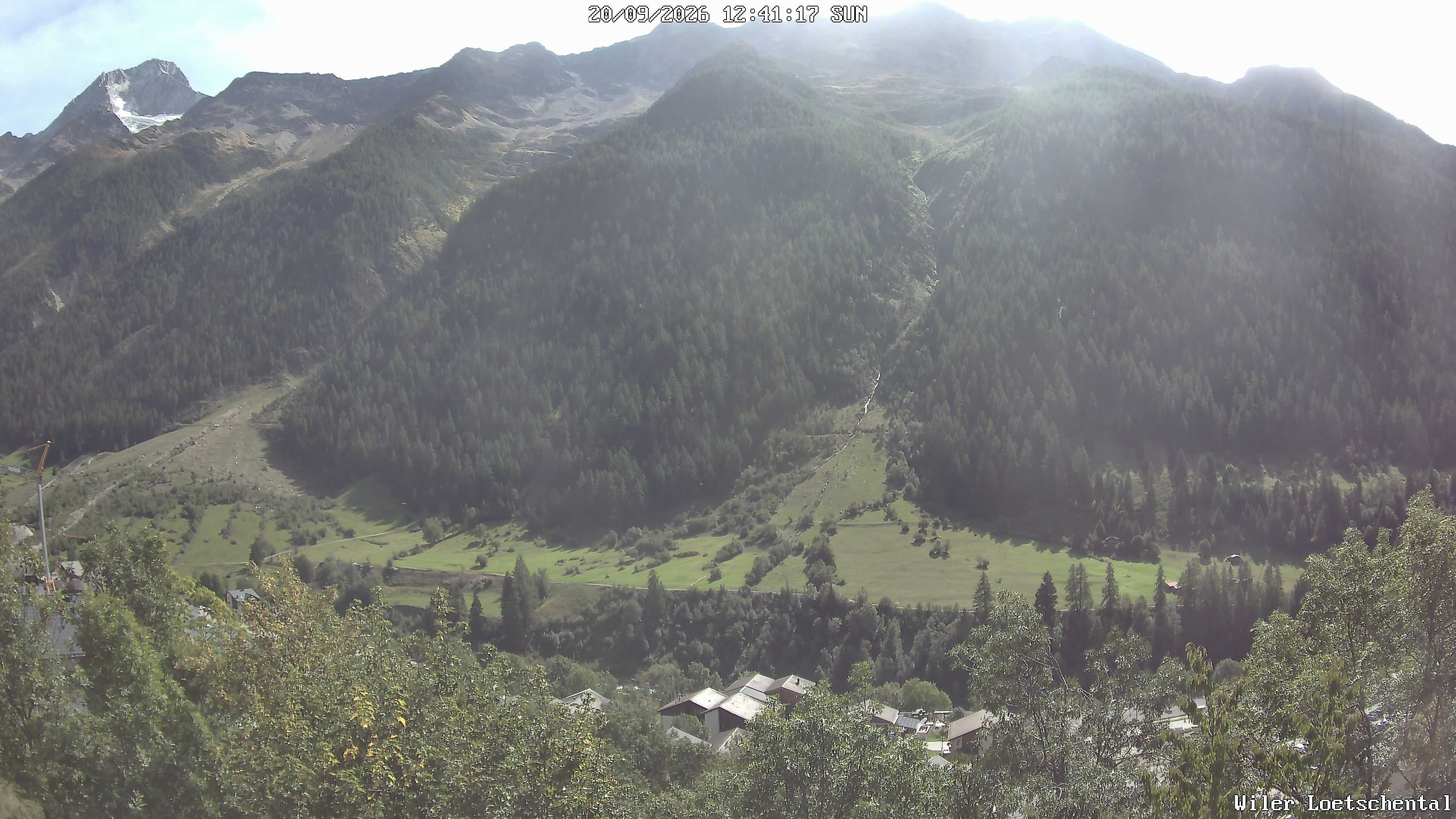 Archived image Webcam Lötschental Valley - View Wiler and Bietschhorn