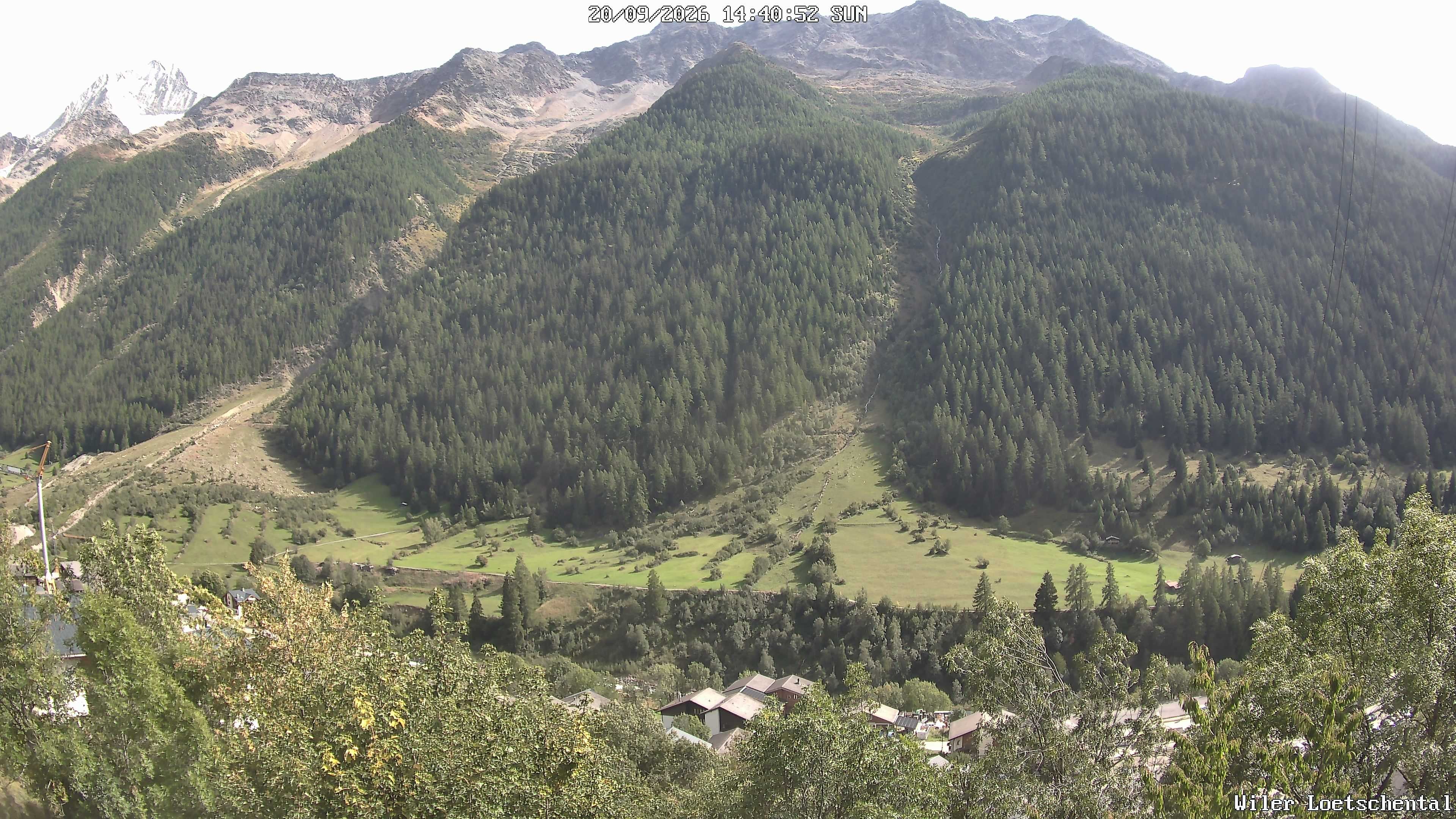 Archived image Webcam Lötschental Valley - View Wiler and Bietschhorn