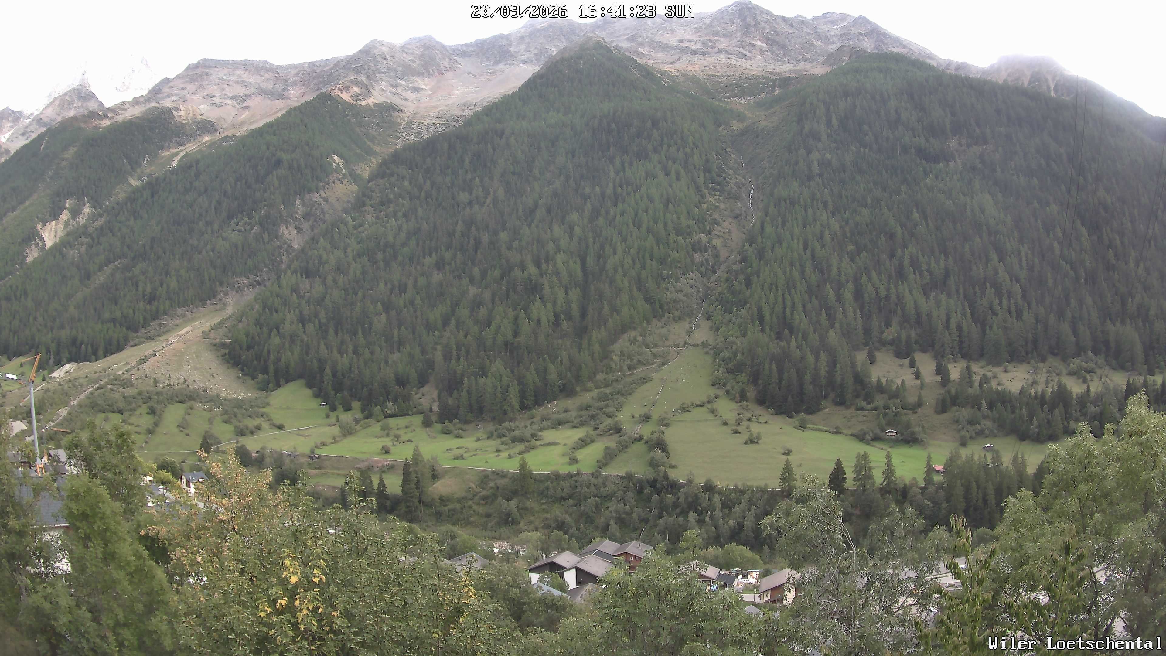 Archived image Webcam Lötschental Valley - View Wiler and Bietschhorn