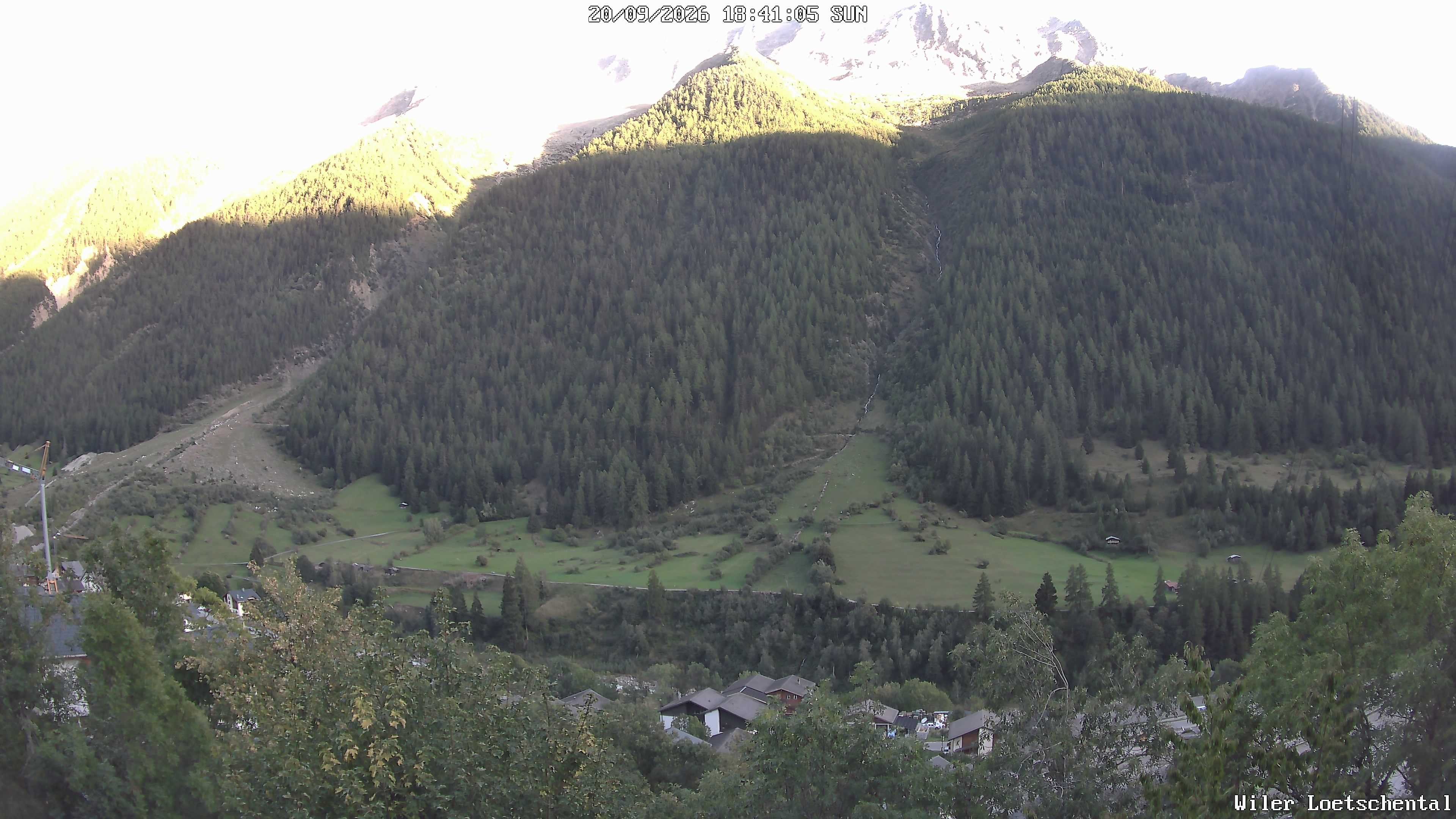Archived image Webcam Lötschental Valley - View Wiler and Bietschhorn