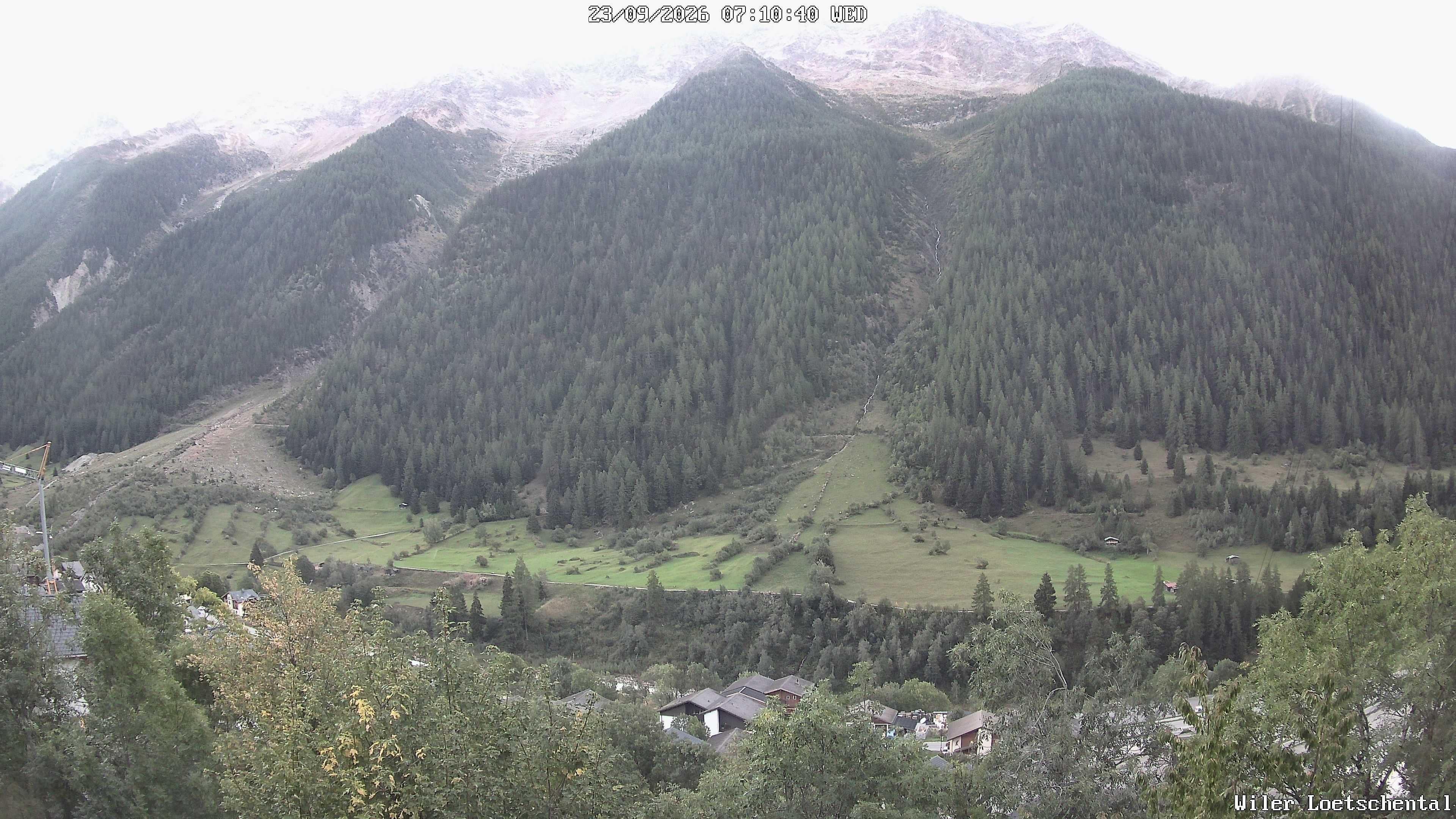 Archived image Webcam Lötschental Valley - View Wiler and Bietschhorn