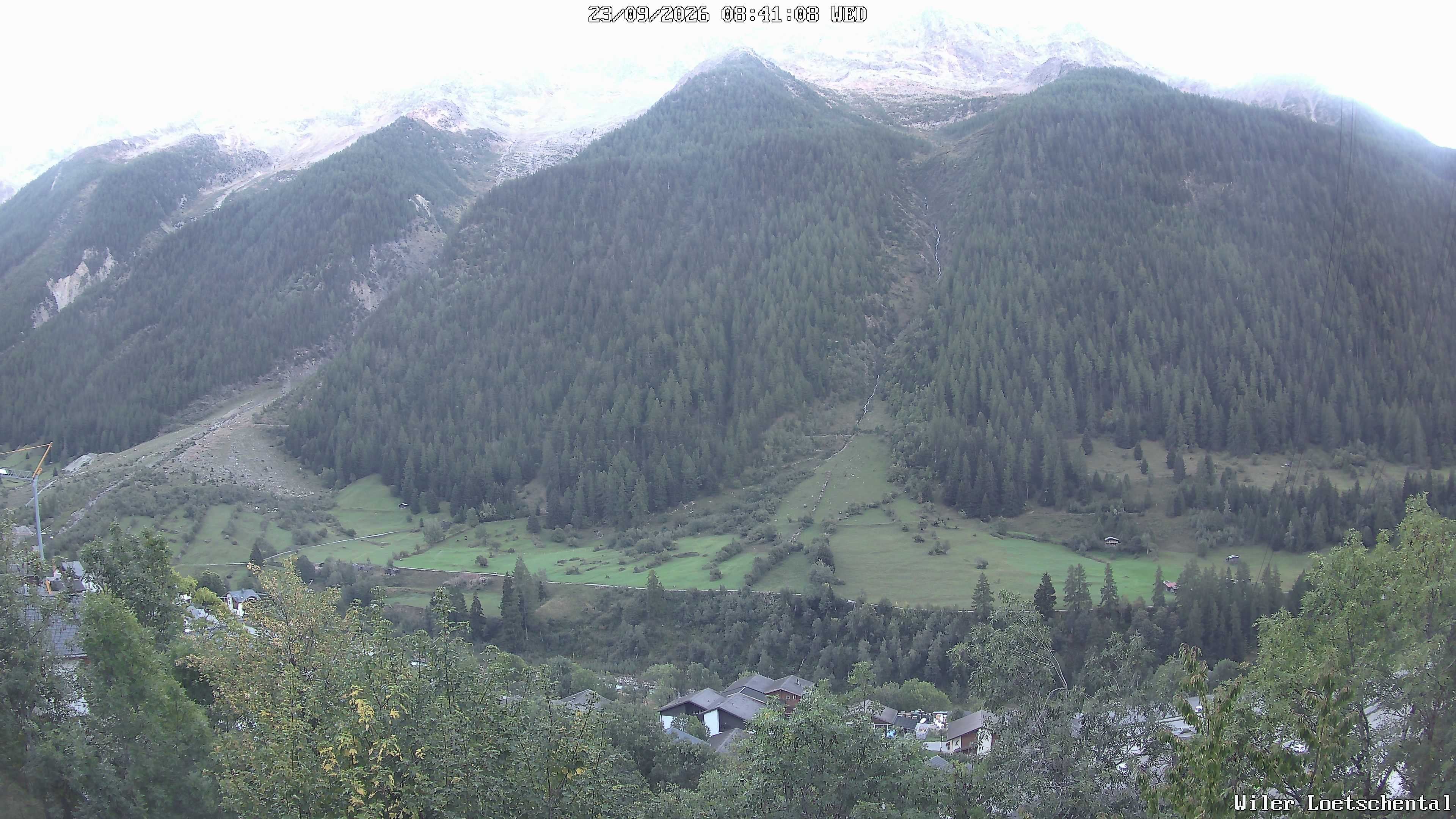 Archived image Webcam Lötschental Valley - View Wiler and Bietschhorn